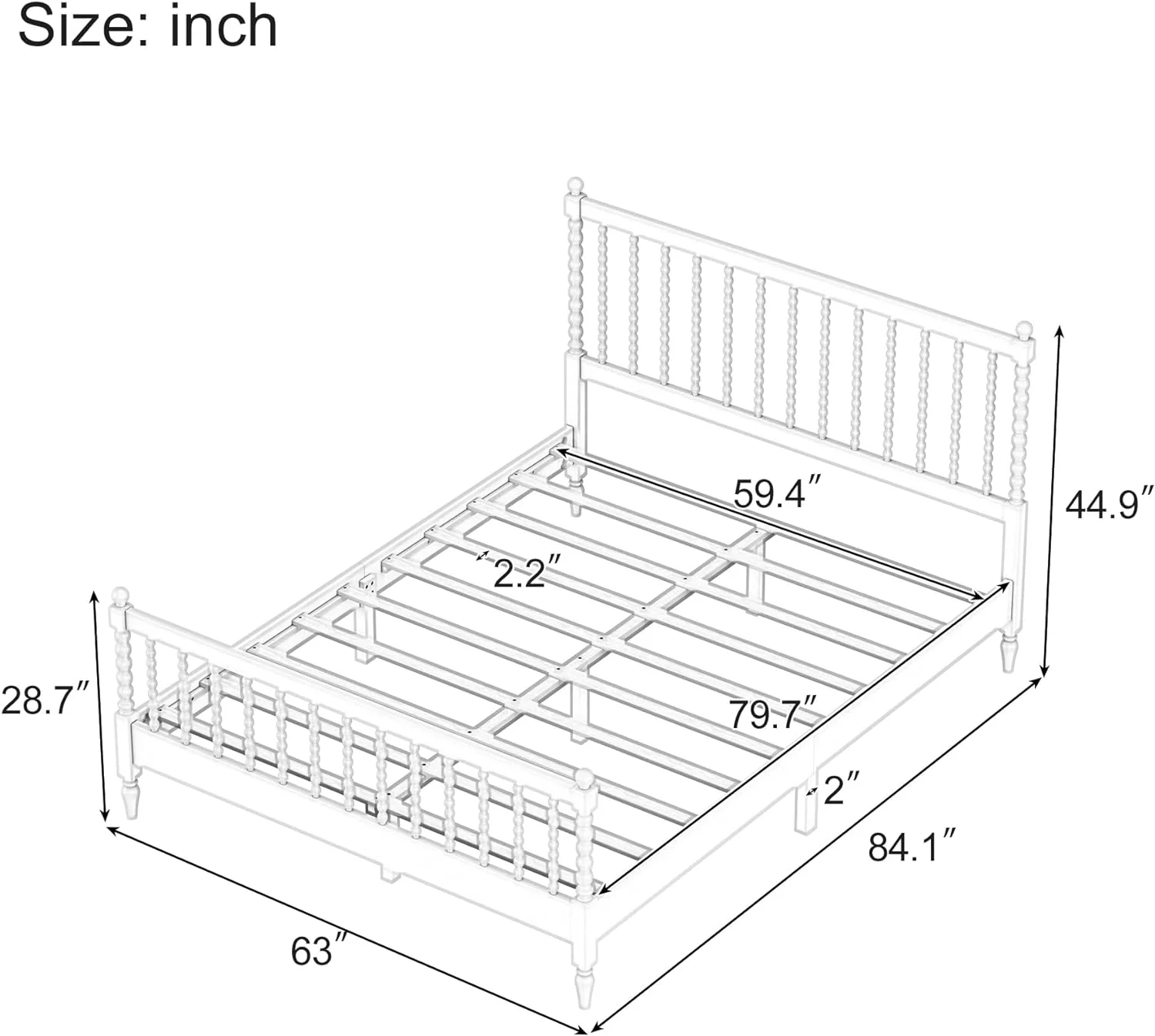 Modern Queen Size Wood Platform Bed Frame with Gourd Shaped Headboard and Footboard