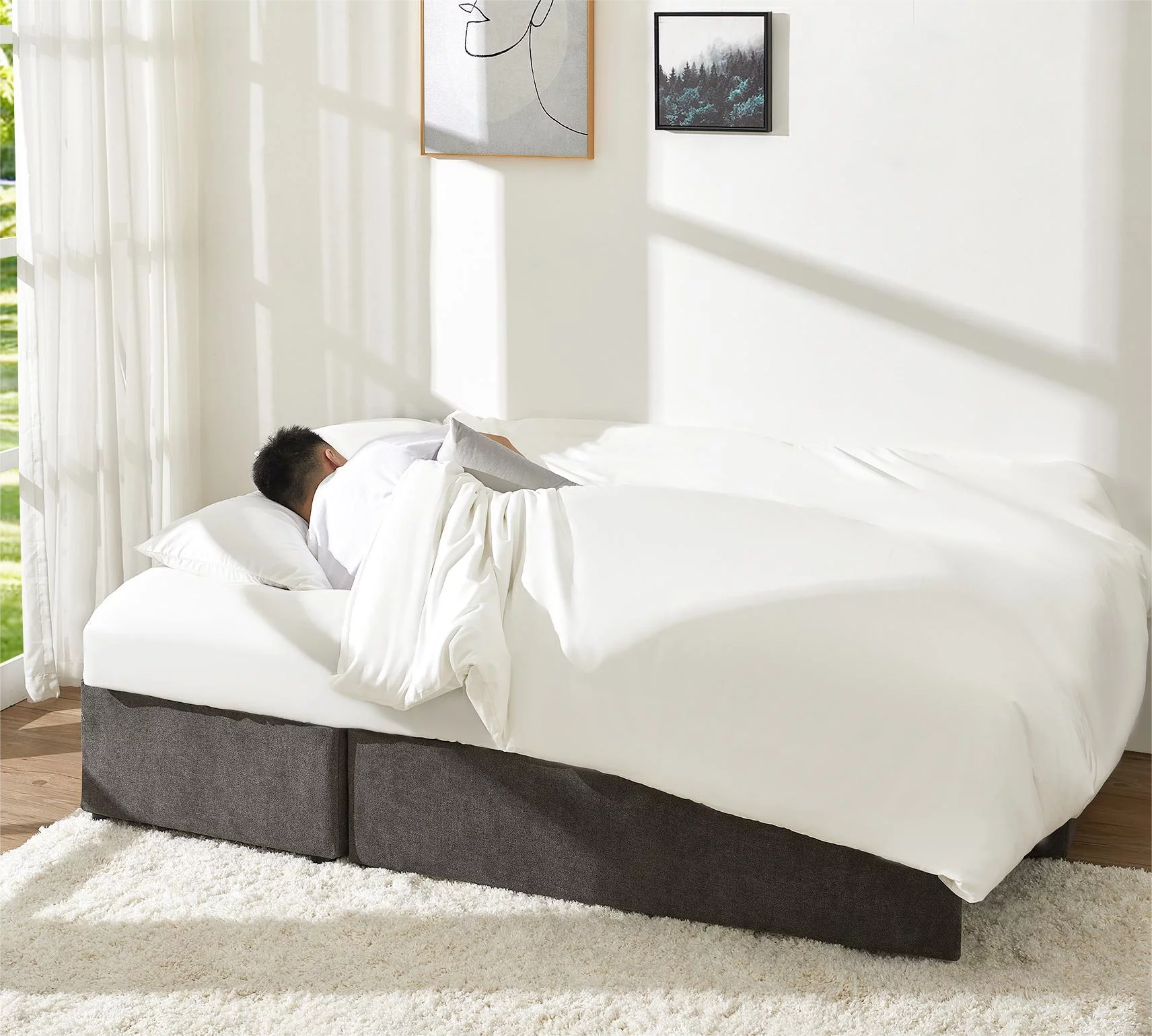 Papajet Sofa Bed, Sleeper Sofa with Storage Chaise, Pull Out Couch for Bed Room, Gray Chenille