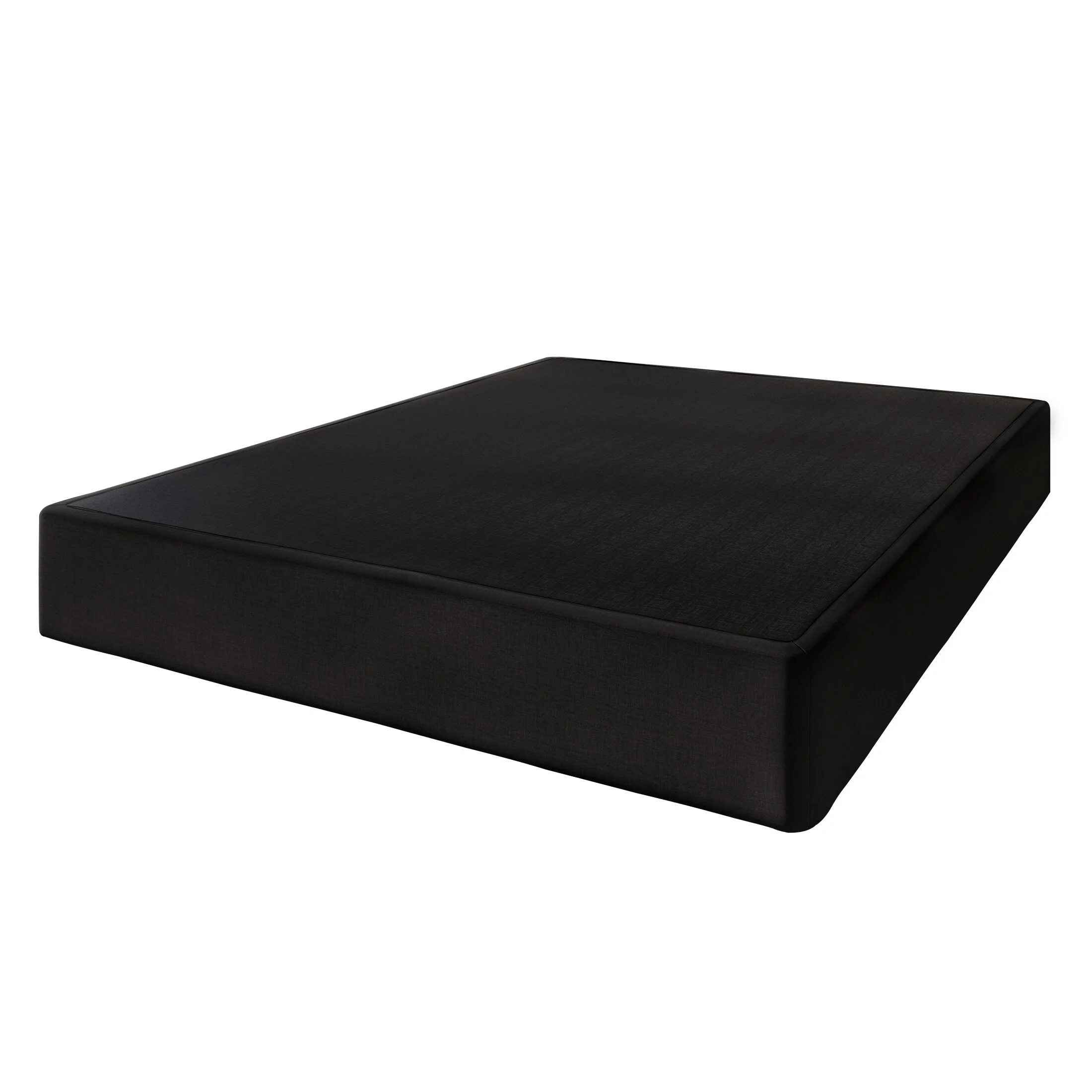 CraftPorch Solid Wood 8-Inch Box Spring Foundation with Wood Slats with Black Linen Cover Twin