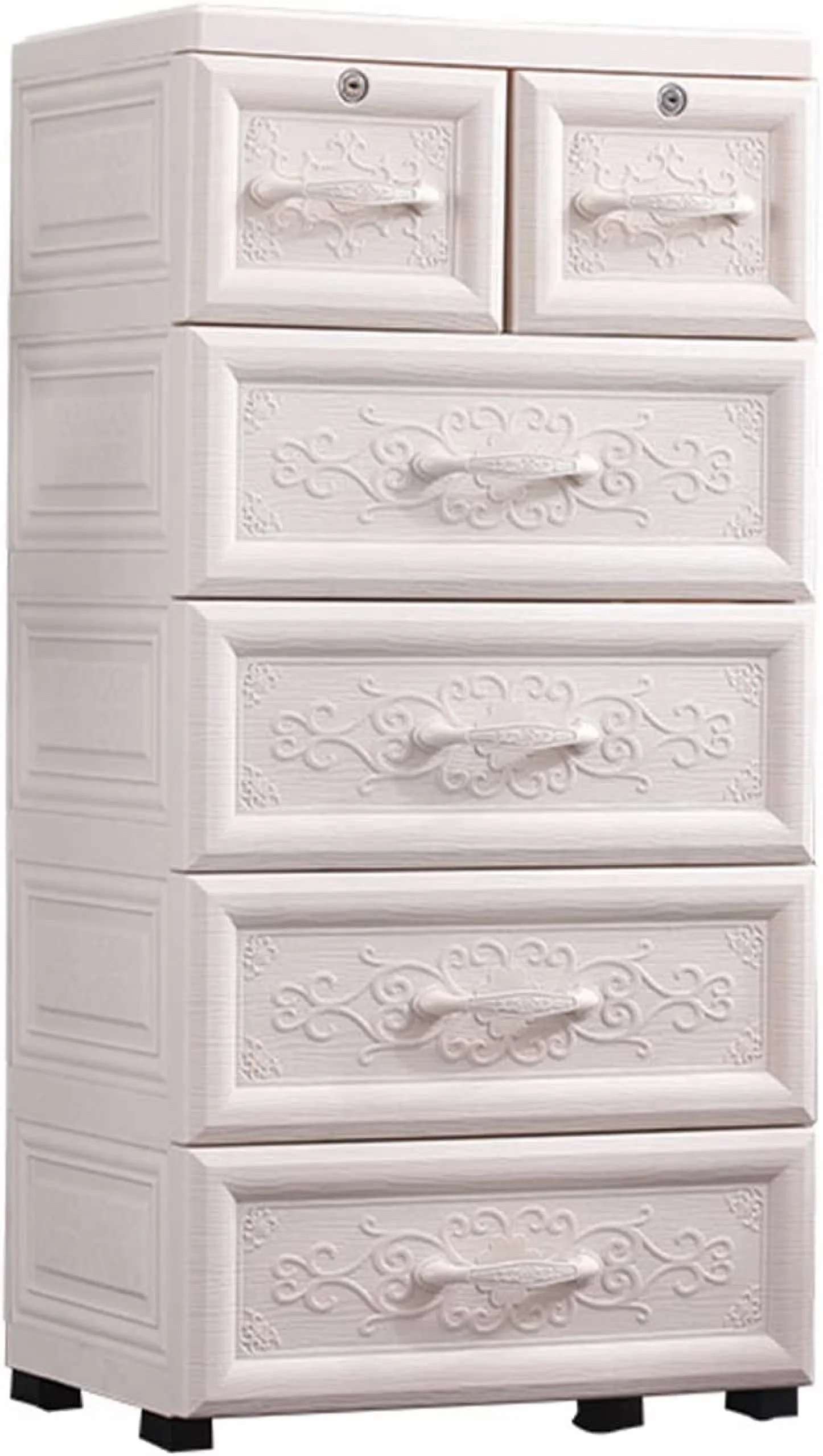 RUNFAYBIU Drawer Dresser Chest of Drawers Nightstand  Tall Dresser  Sturdy Organizer Unit  Easy Pull Closet Drawers   Cabinet for Clothing  Nursery  Bedroom-6 Drawers  Cabinet