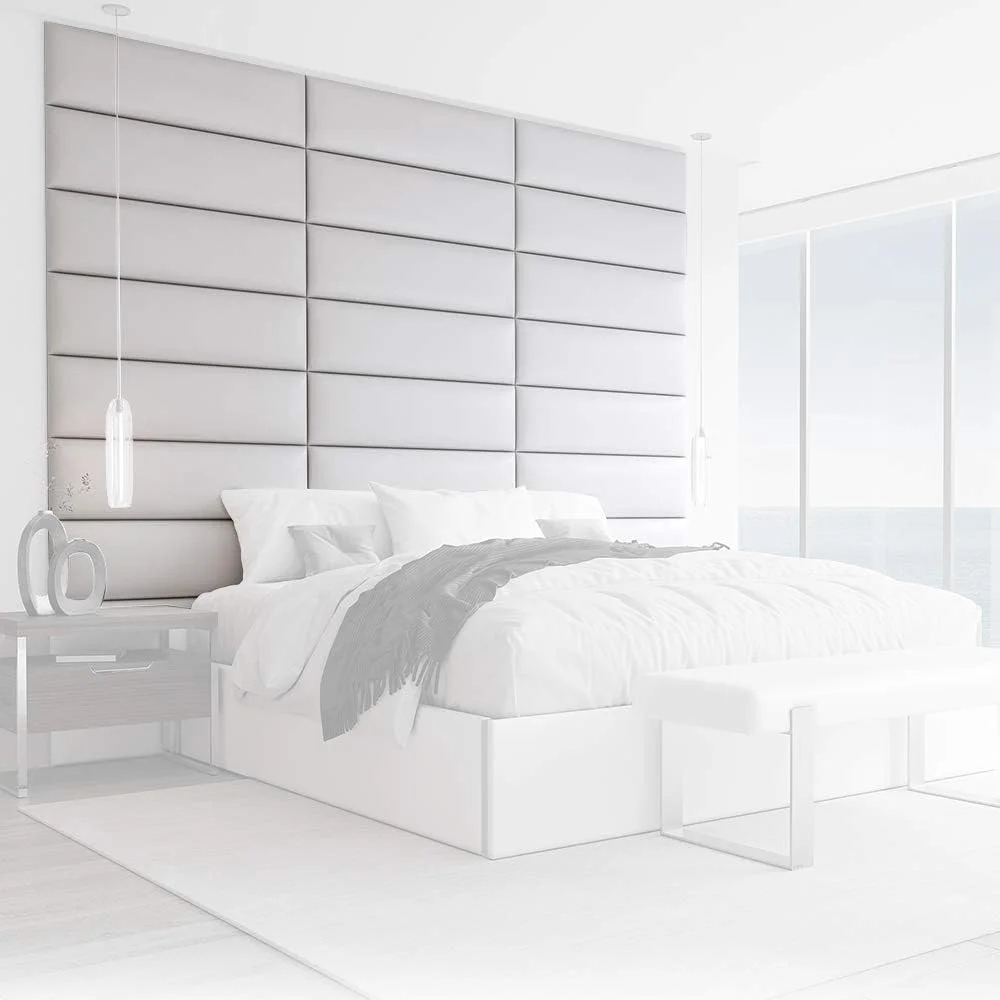 Upholstered Headboards - Accent Wall Panels - Vintage Leather White - /King - Set Of 4 Panels (Each Individual Panel 39