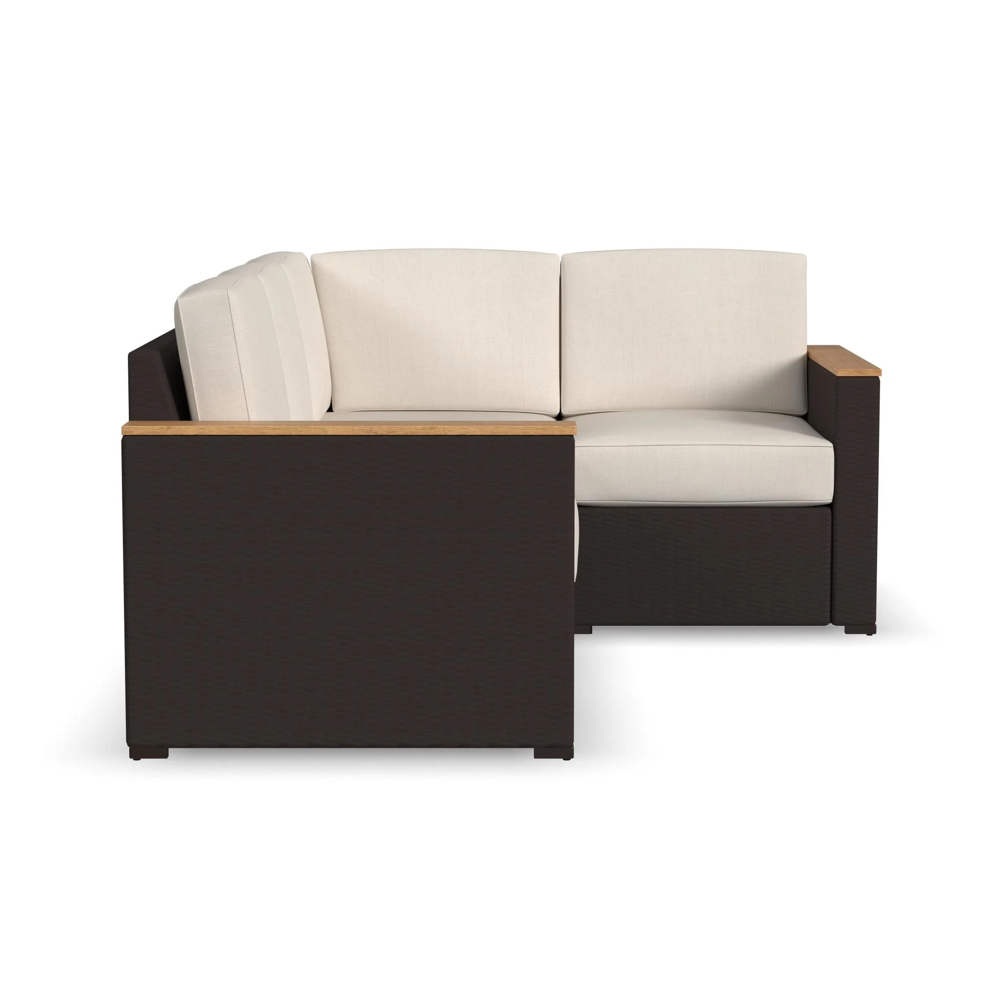 Homestyles Palm Springs Wicker / Rattan Outdoor 4 Seat Sectional in Brown