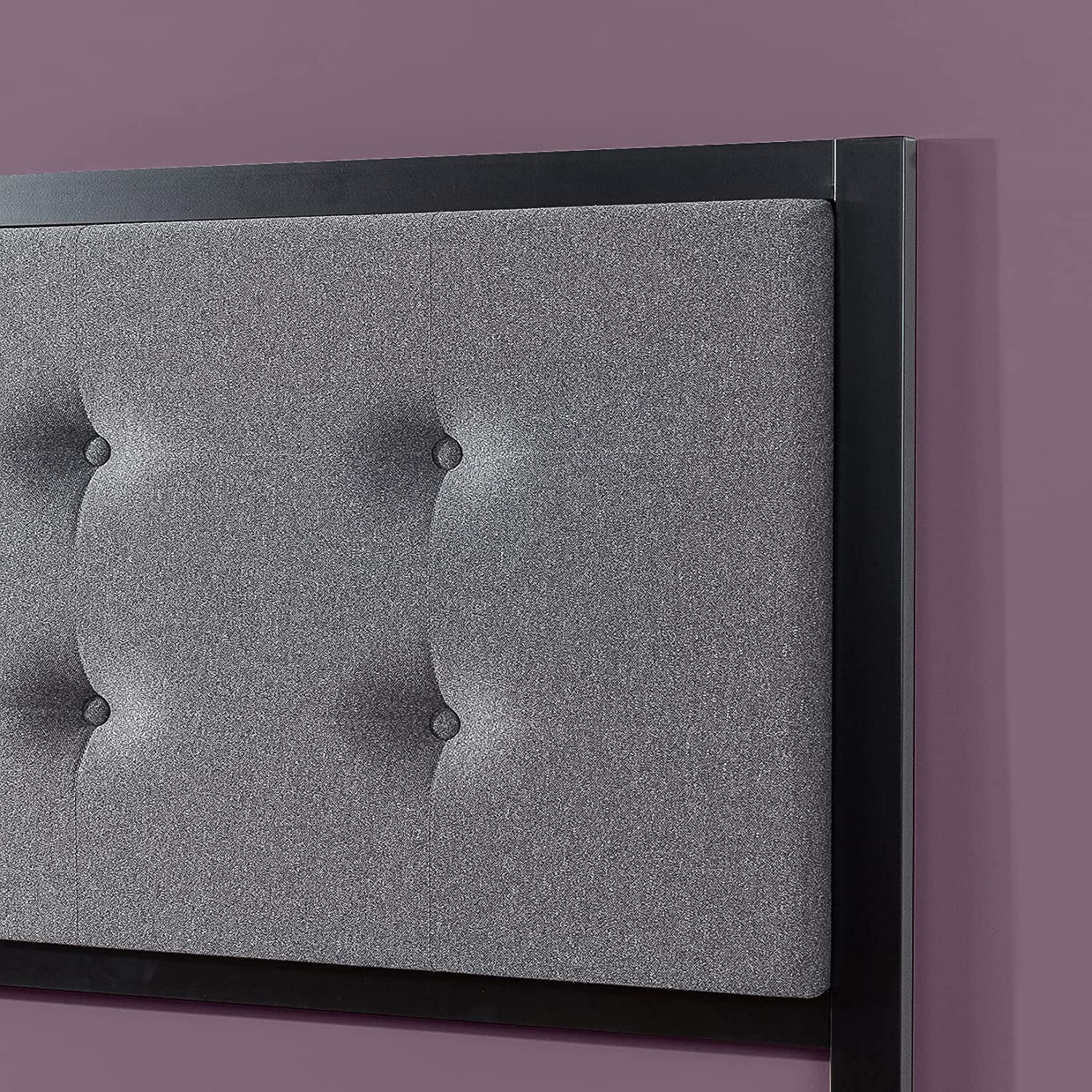 YGDU Barbara Button Tufted Grey Upholstered Metal Headboard, King