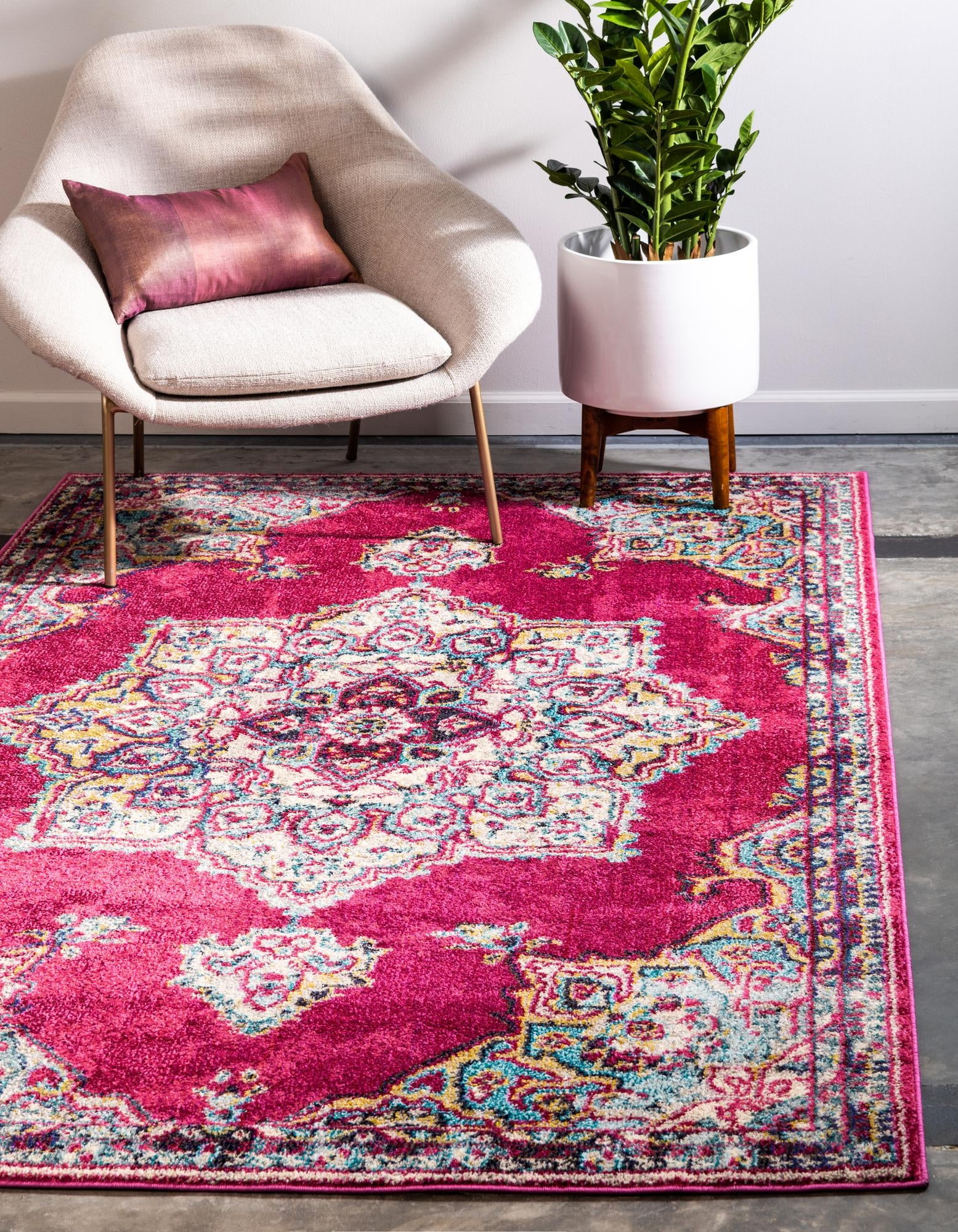Unique Loom Valencia Medici Rug Pink/Beige 10' 6