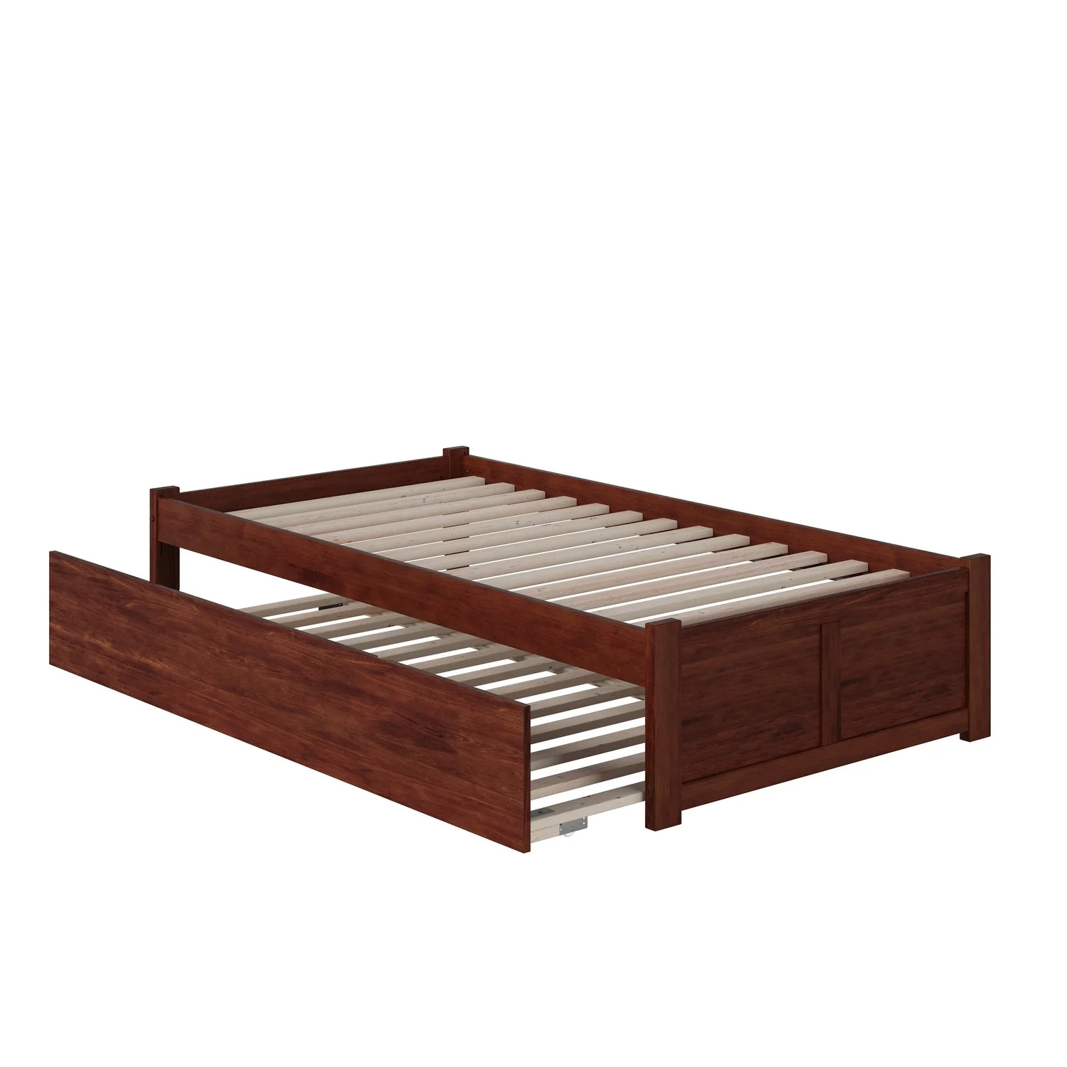 AFI Concord Twin Platform Bed with Footboard and Twin Trundle in Walnut