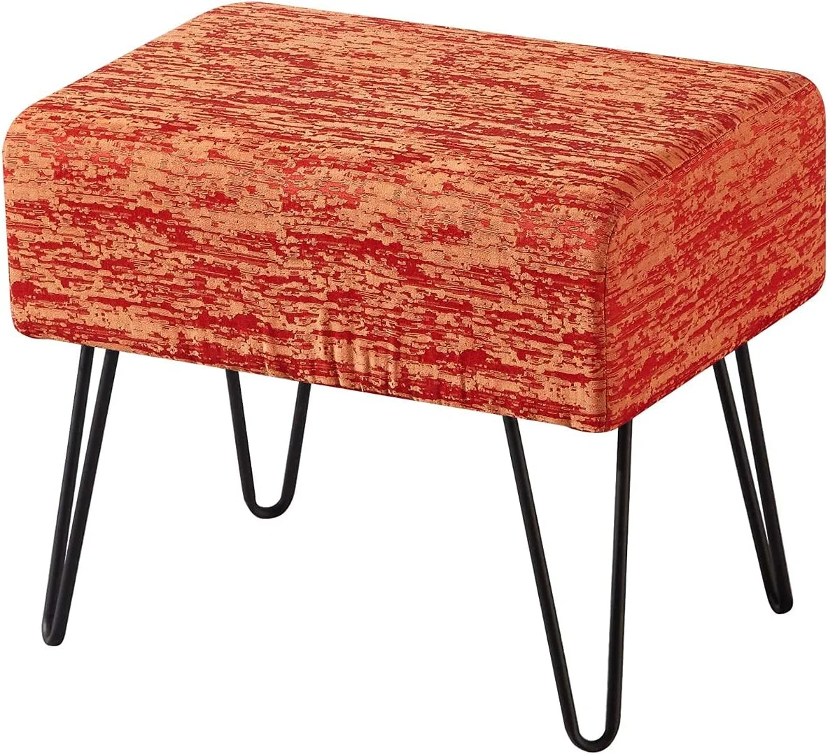 Orange Jacquard Ottoman, 19