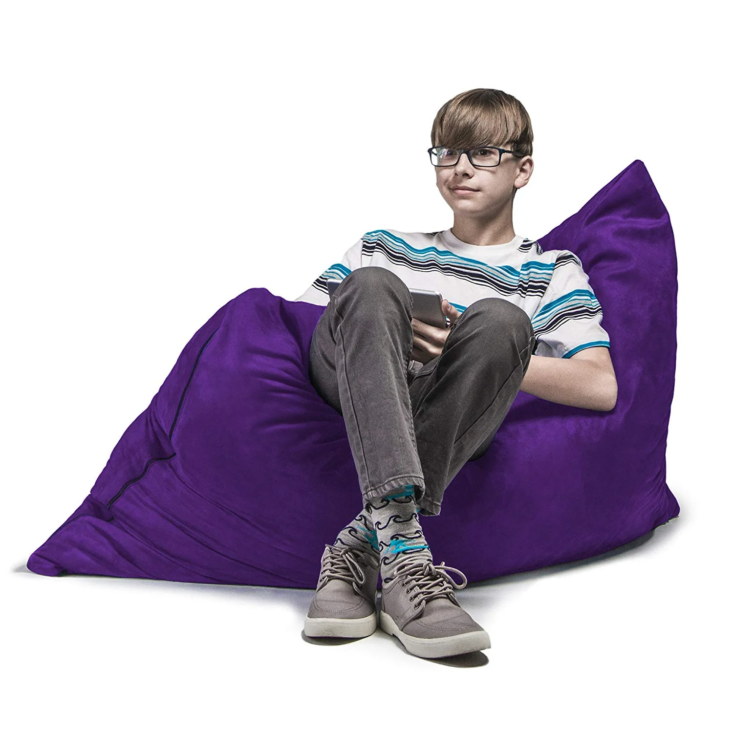 Jaxx 3.5 Ft Pillow Saxx Kids Bean Bag and Giant Floor Pillow, Grape