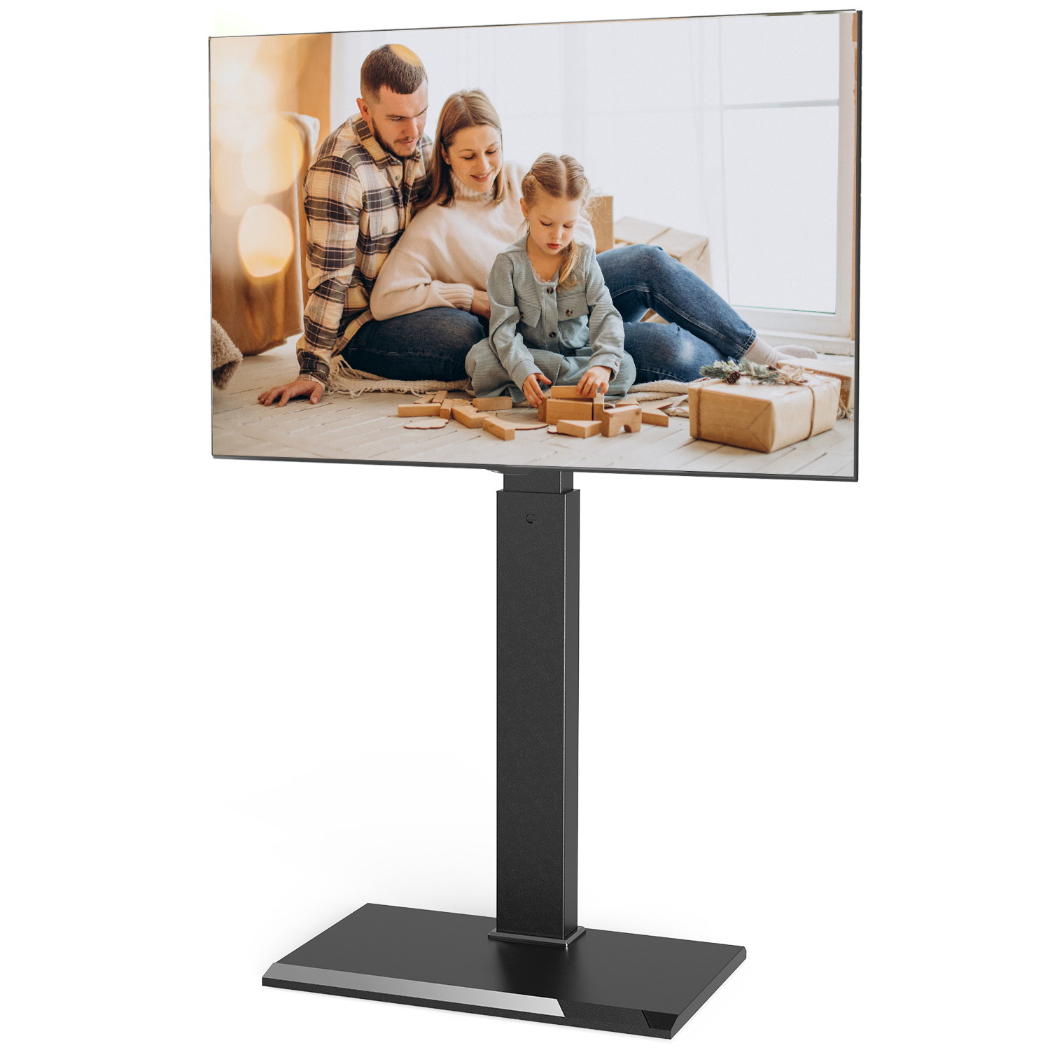 Fitueyes Swivel Modern Floor TV Stand for 32-75 Inches, Height Adjustment, with Durable Iron Base,Black