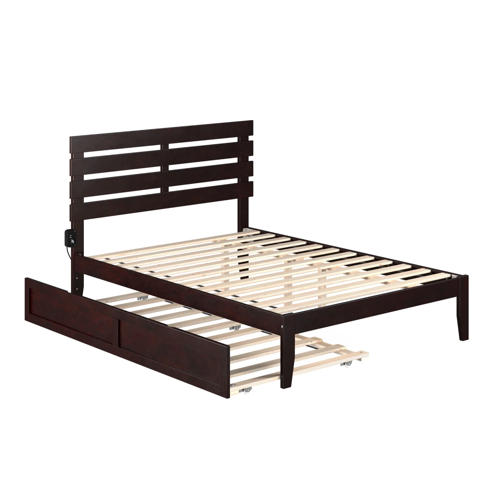 AFI Oxford Modern Wood Full Bed with Twin Trundle in Espresso