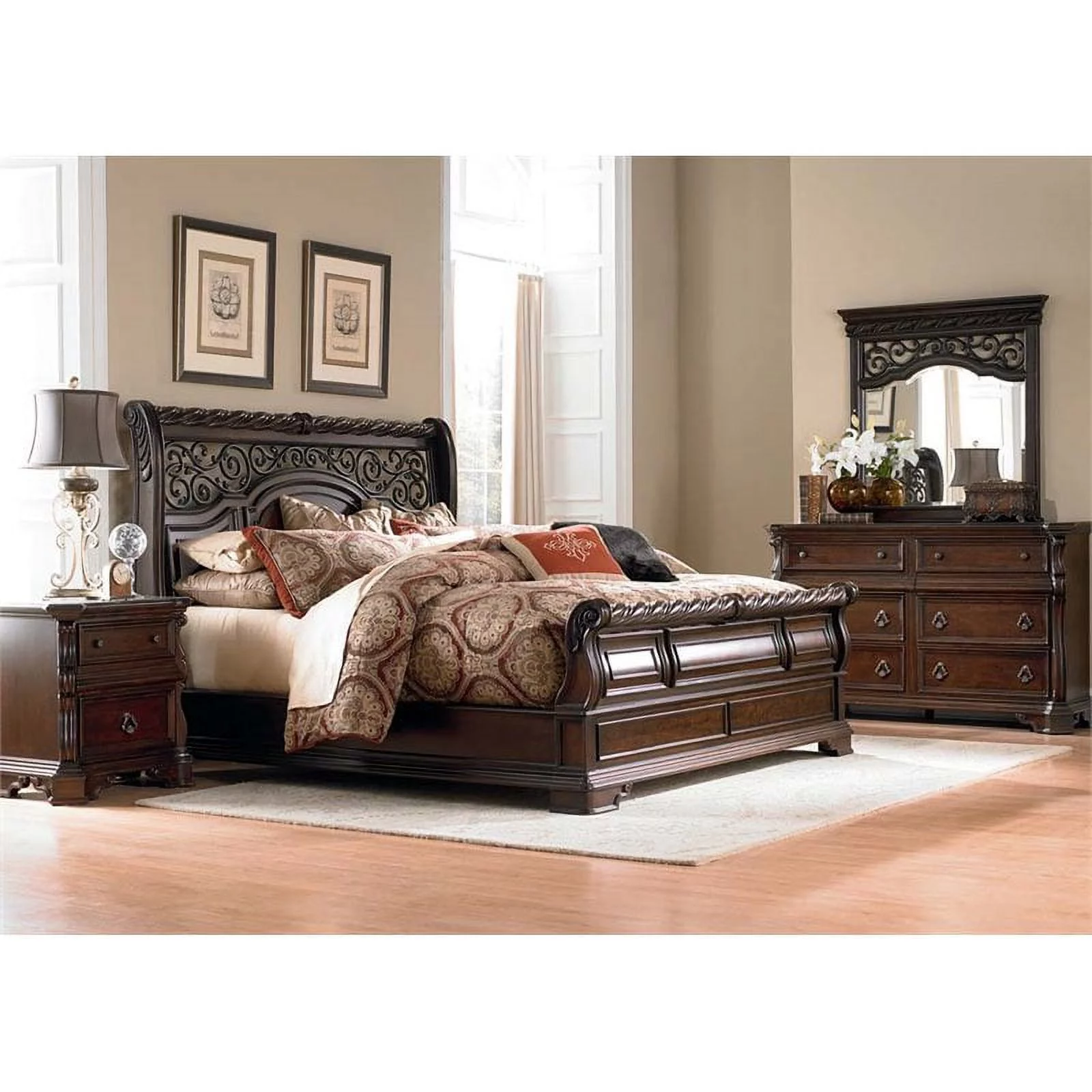 Liberty Furniture Arbor Place 4 Piece King Sleigh Bedroom Set