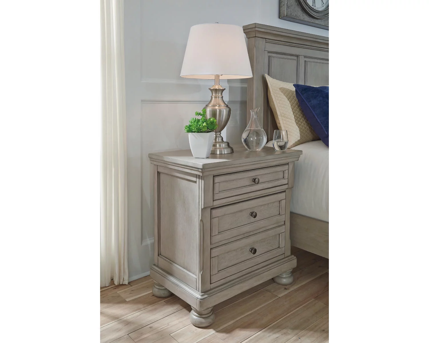 Signature Design by Ashley Casual Lettner Nightstand Light Gray