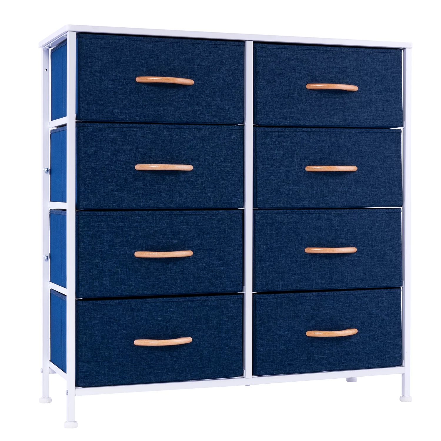 Bedroom Dresser with 8 Drawers Chest Storage Tower Fabric Steel Frame Blue