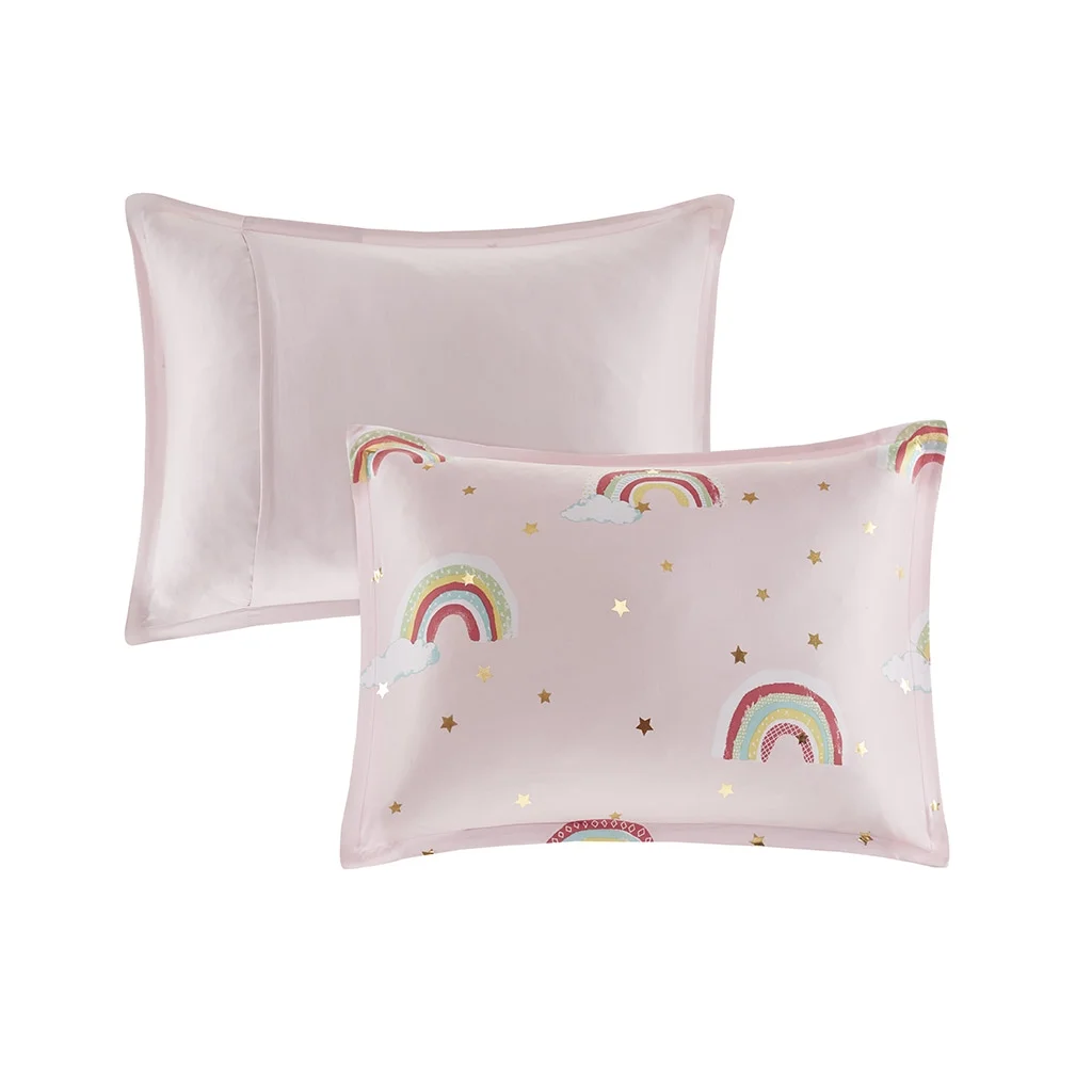 Gracie Mills Thyme Rainbow and Metallic Stars Comforter Set with Coordinating Bed Sheets - GRACE-11949
