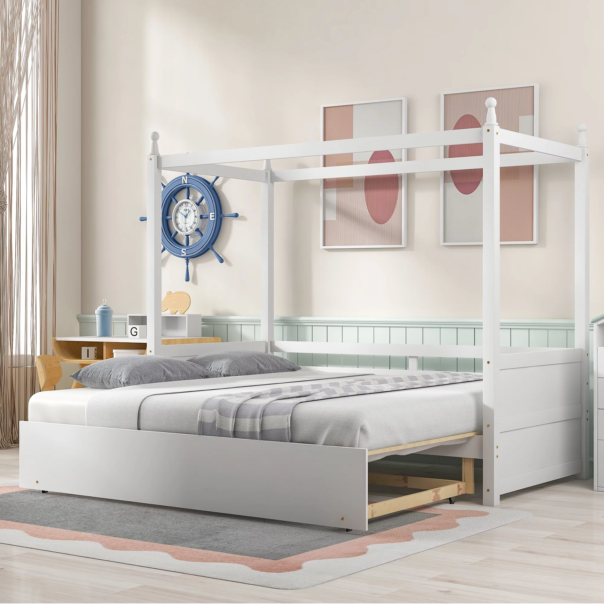 Pull out couch double size canopy sofa bed pull out platform bed white sofa bed frame living room bedroom room furniture wood slat support
