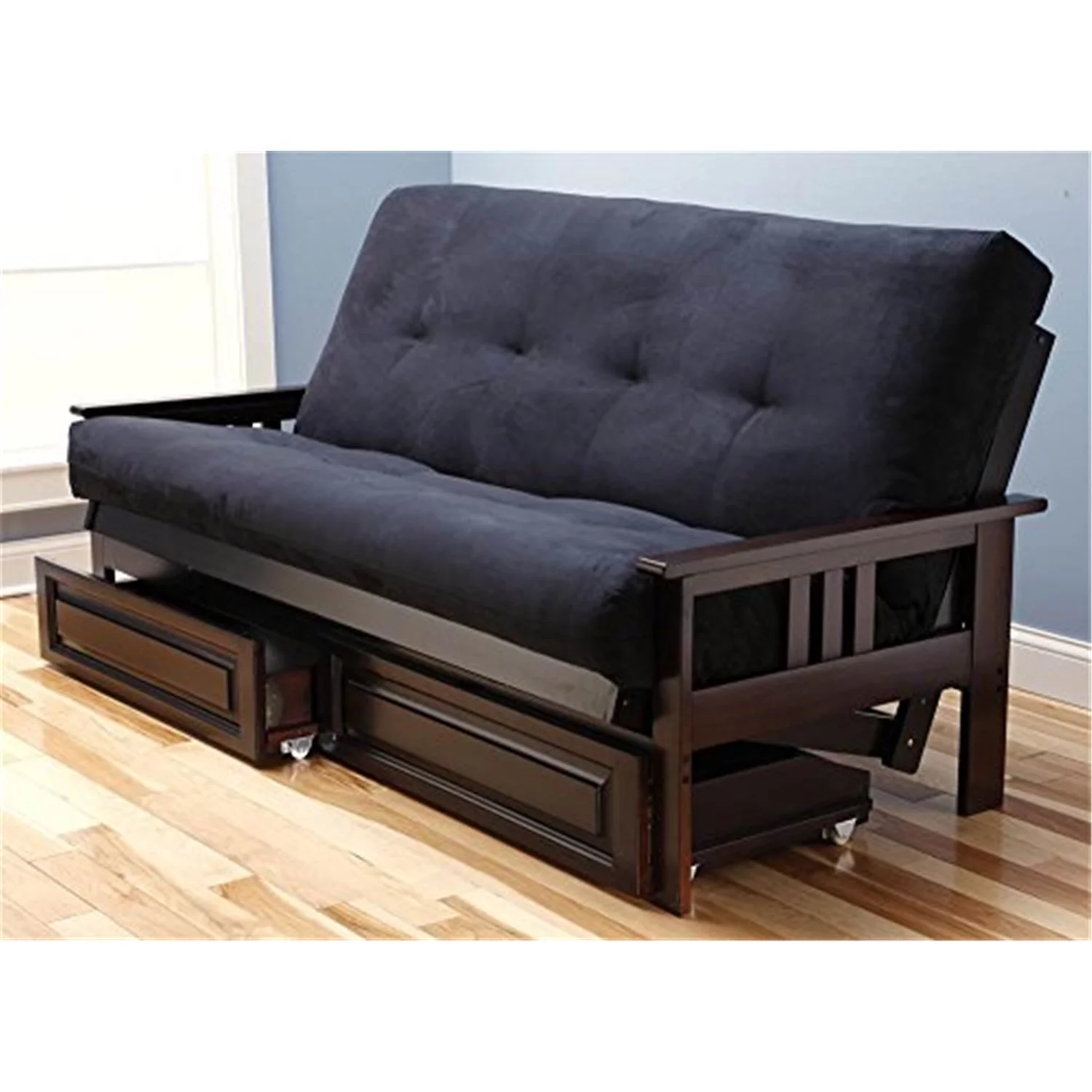 Maykoosh Timeless Tradition Full Futon Frame with Storage Drawers, Color:Espresso/Black