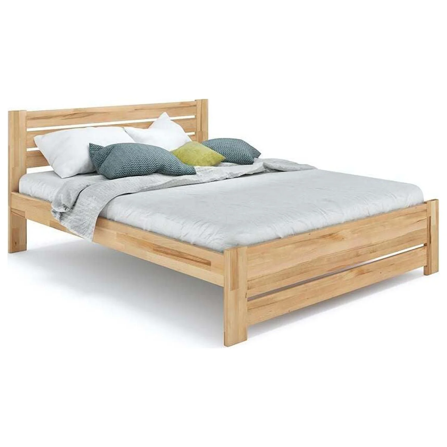 Futonland  Carolina Corvo Eco Natural Wood Bed - Chemical Free - Natural Hand Rubbed Oil Finish, Natural - Queen Size