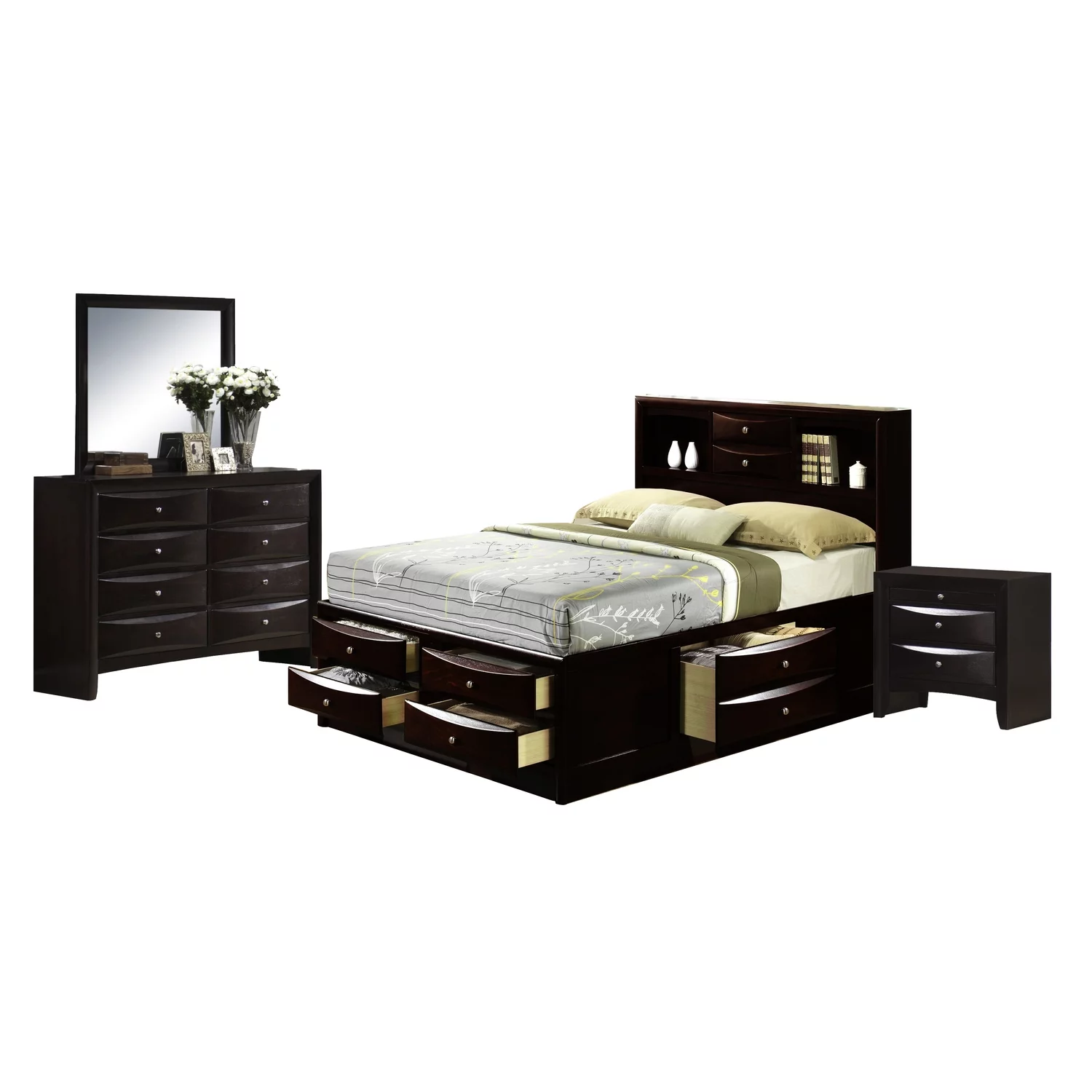 Picket House Furnishings Madison 4PC King Storage Bedroom Set in Mahogany