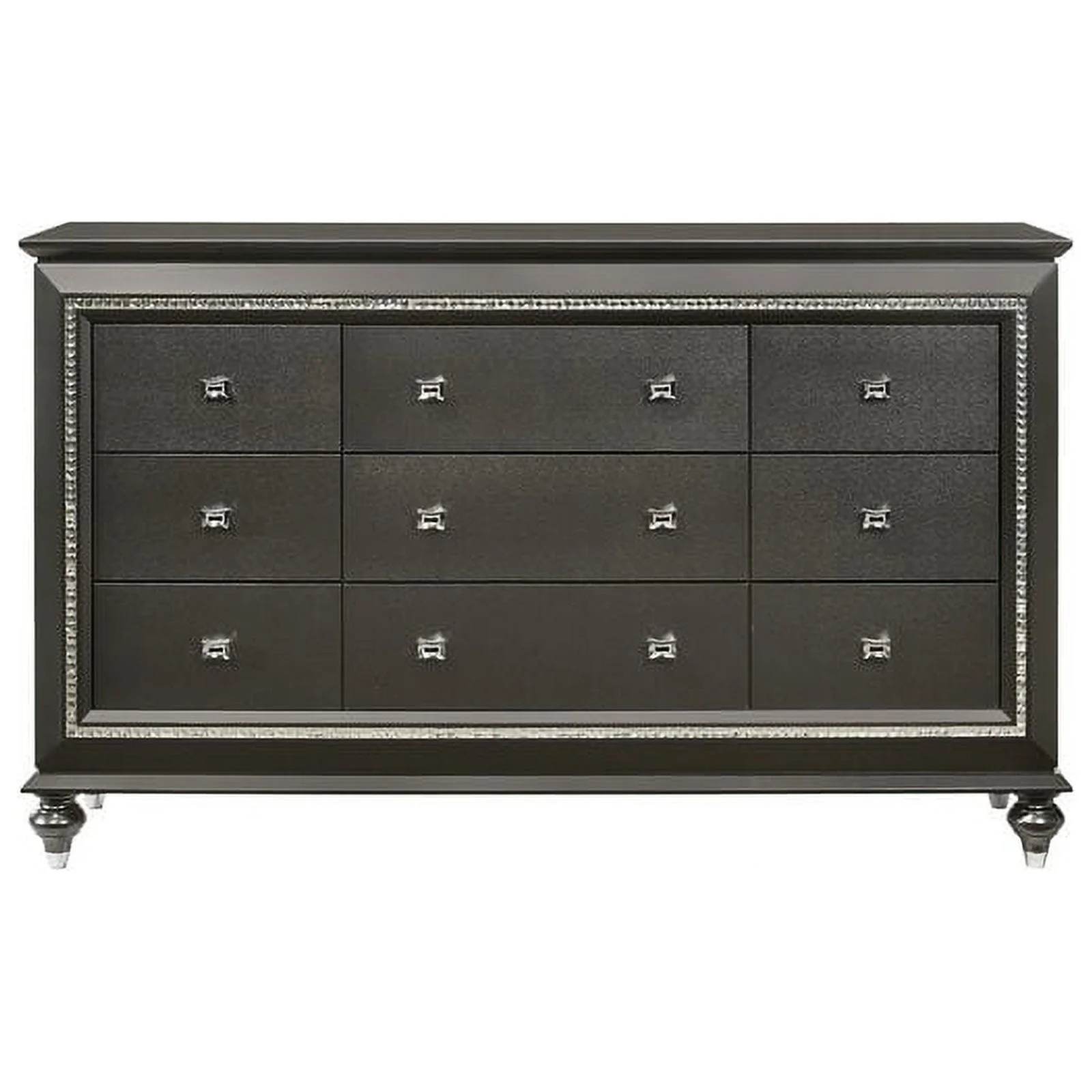 Bowery Hill 9 Drawer Dresser in Metallic Gray