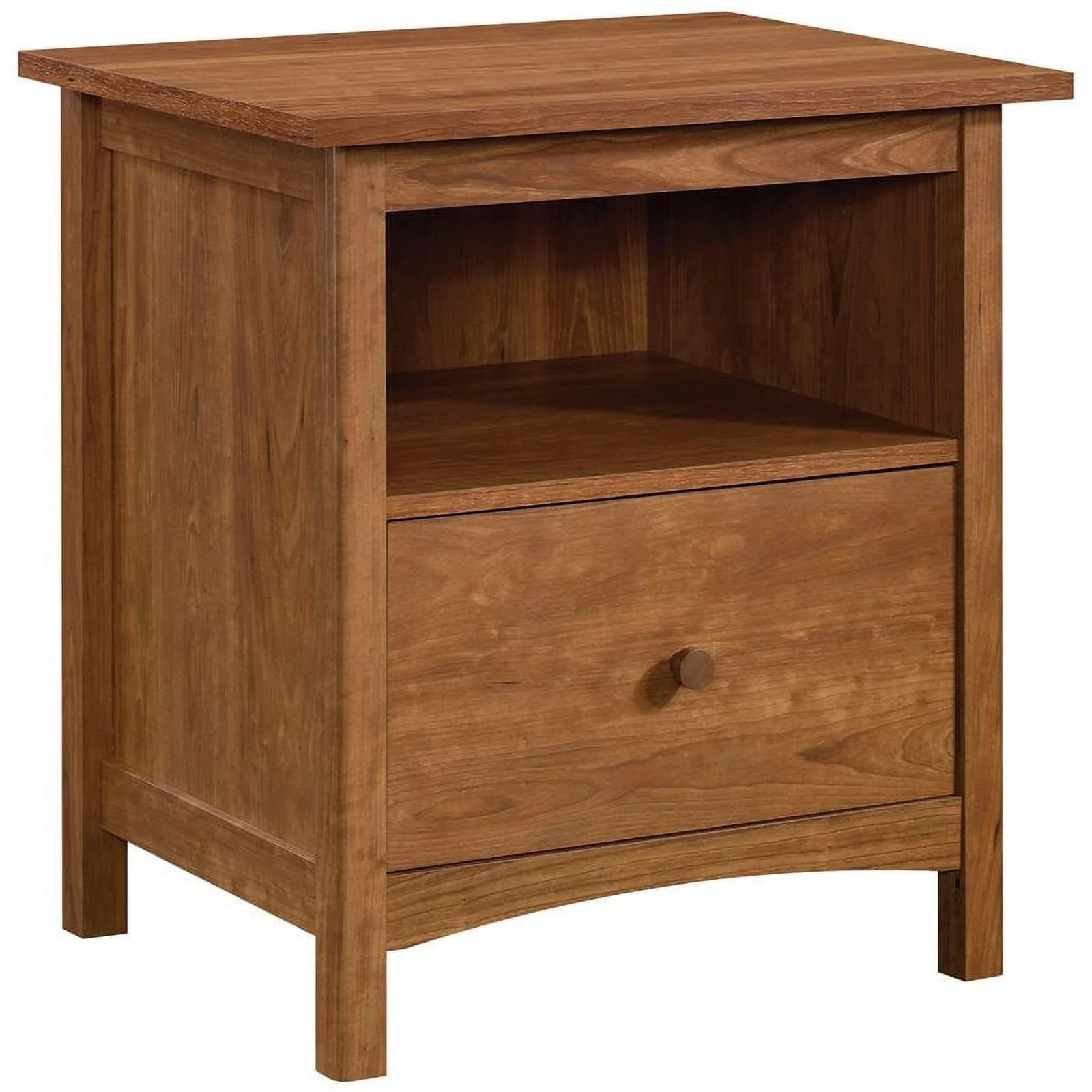 Sauder Union Plain Nightstand with Drawer, Prairie Cherry Finish