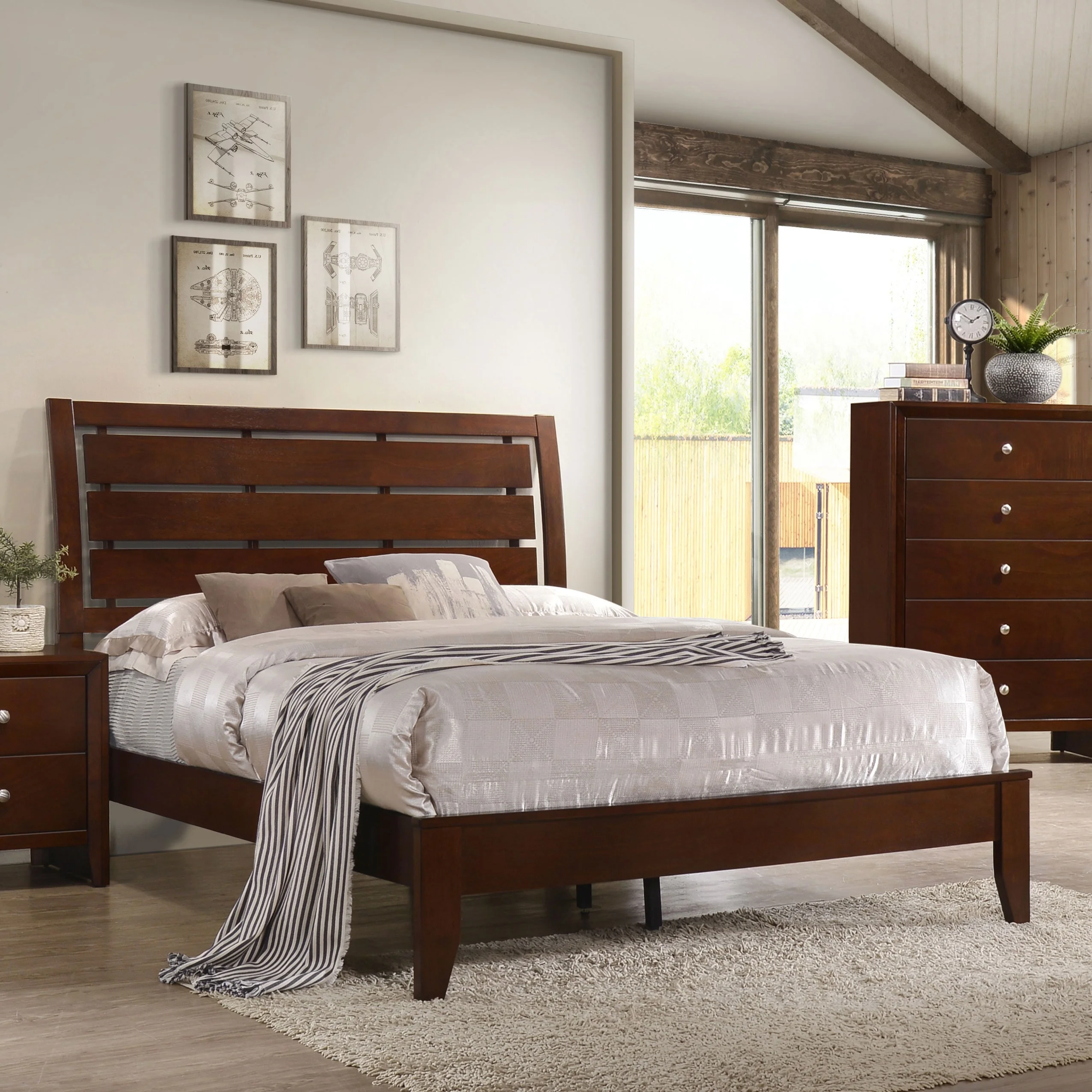 Coaster  Furniture Serenity Panel Bed Rich Merlot And Mod Grey King