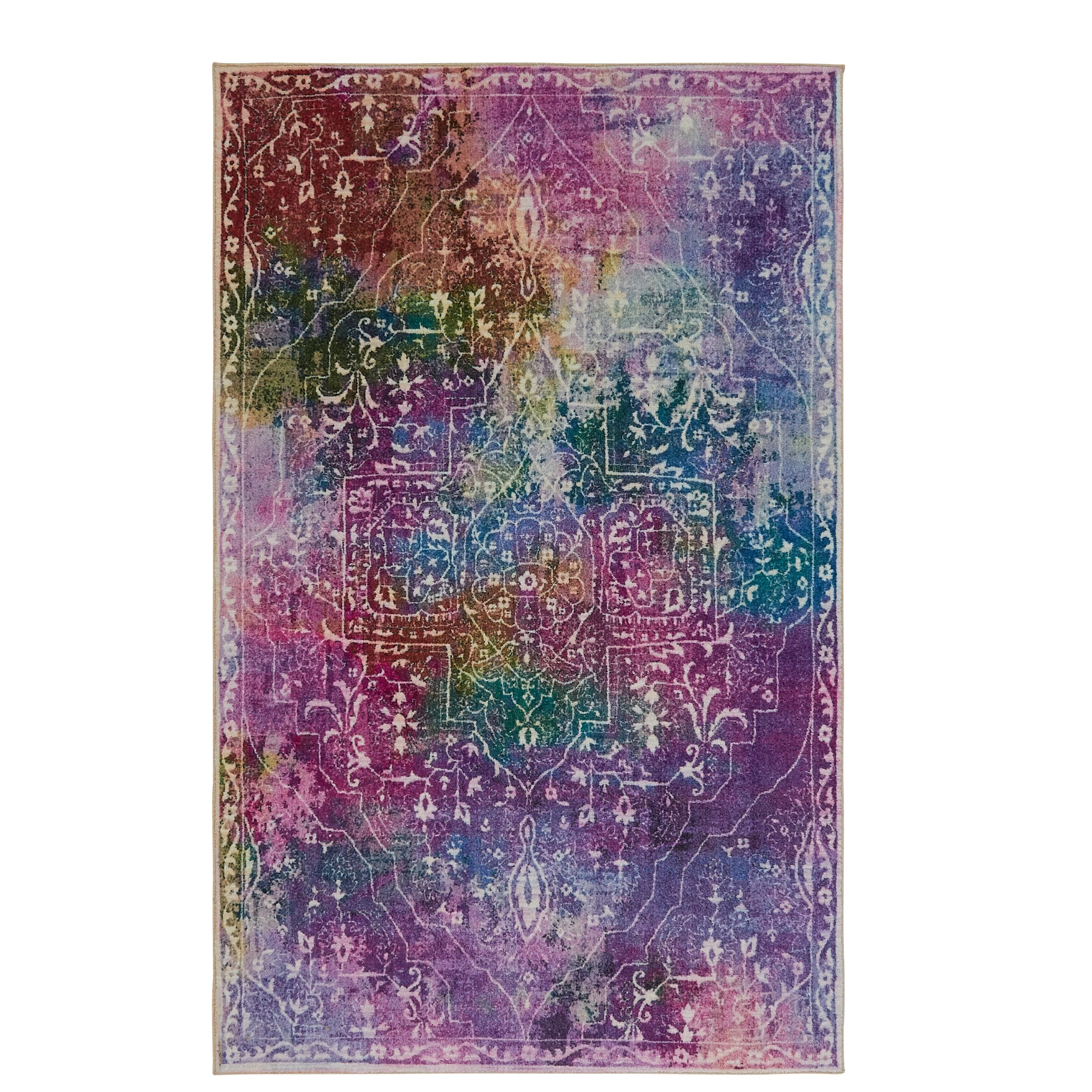 Mohawk Home Prismatic Rowland Purple Traditional Abstract Precision Printed Area Rug, 5'x8', Purple