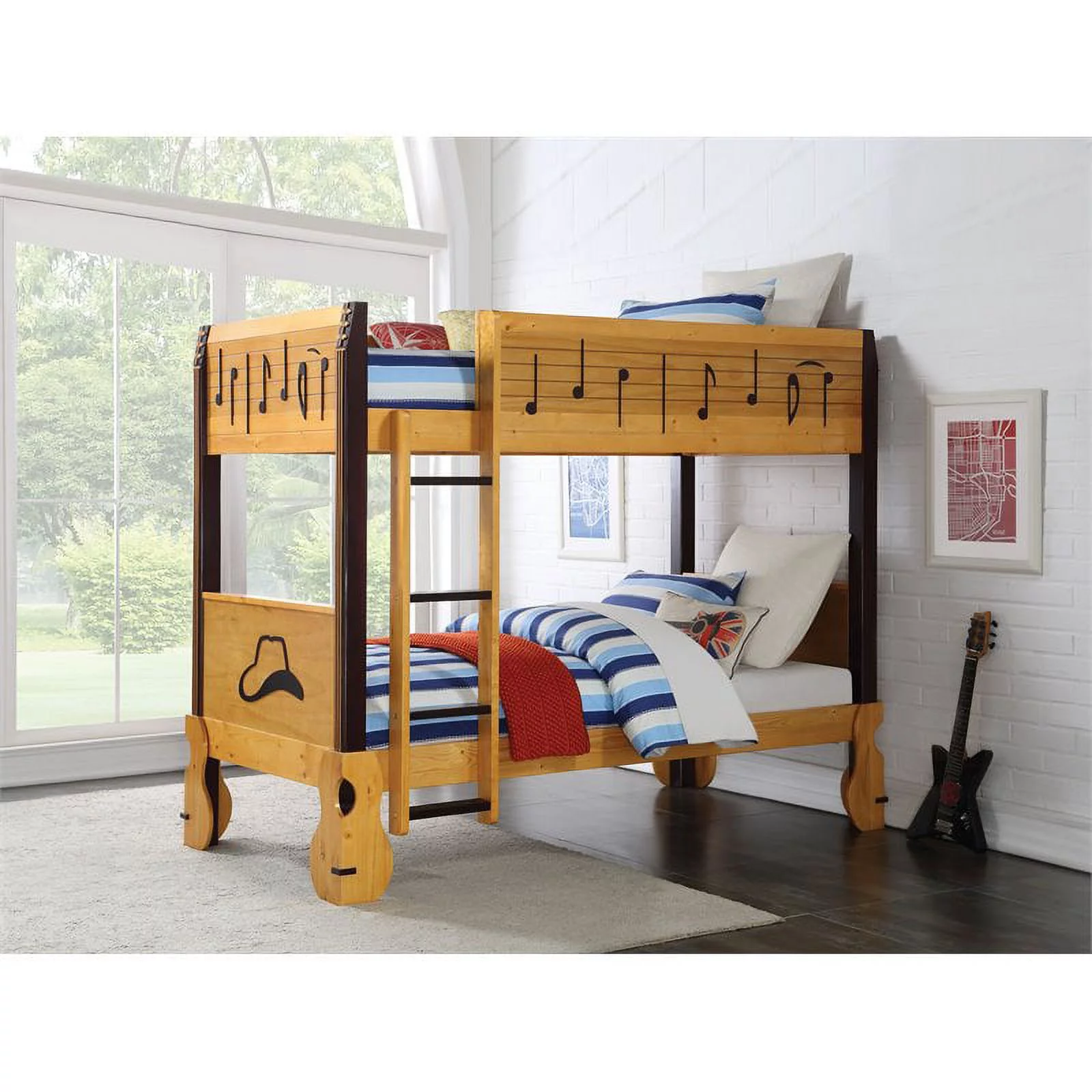Acme Twin Bunk Bed With Honey Oak And Espresso 37710