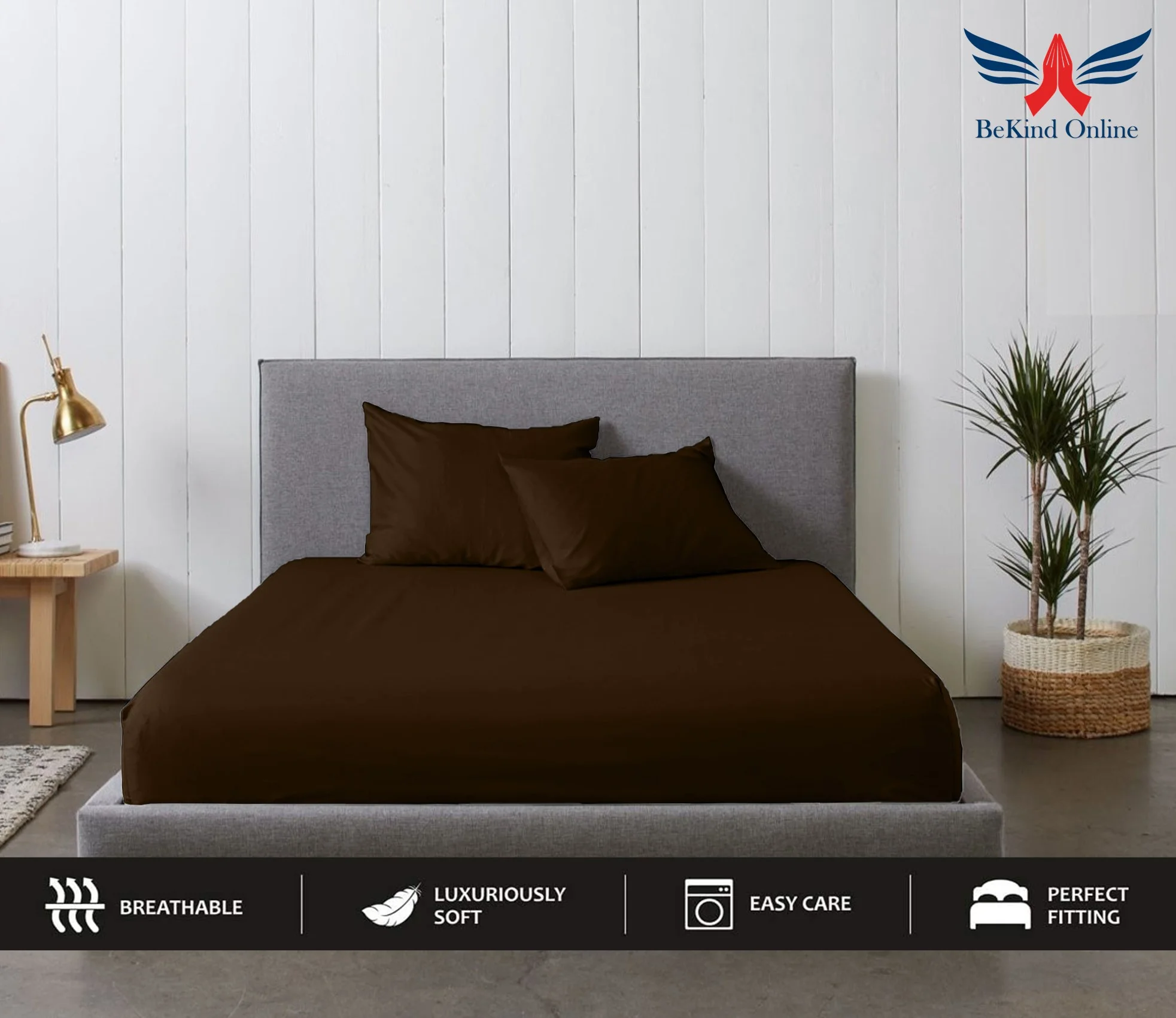 Split Head King Size Sheet Set 4-Piece Giza Cotton - Premium 1000-Thread-Count 100% Giza Egyptian Cotton, Fit Upto 30 inches Extra Deep Pockets Mattress - Chocolate