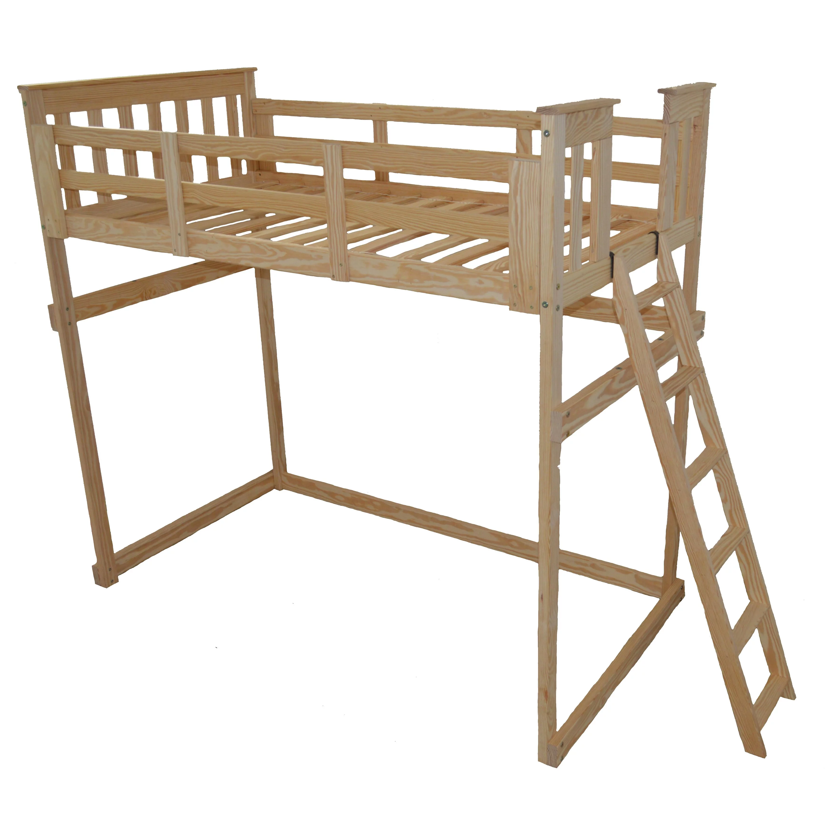 Kunkle Holdings LLC Pine Twin Mission Loft Bed with End Ladder White Painted