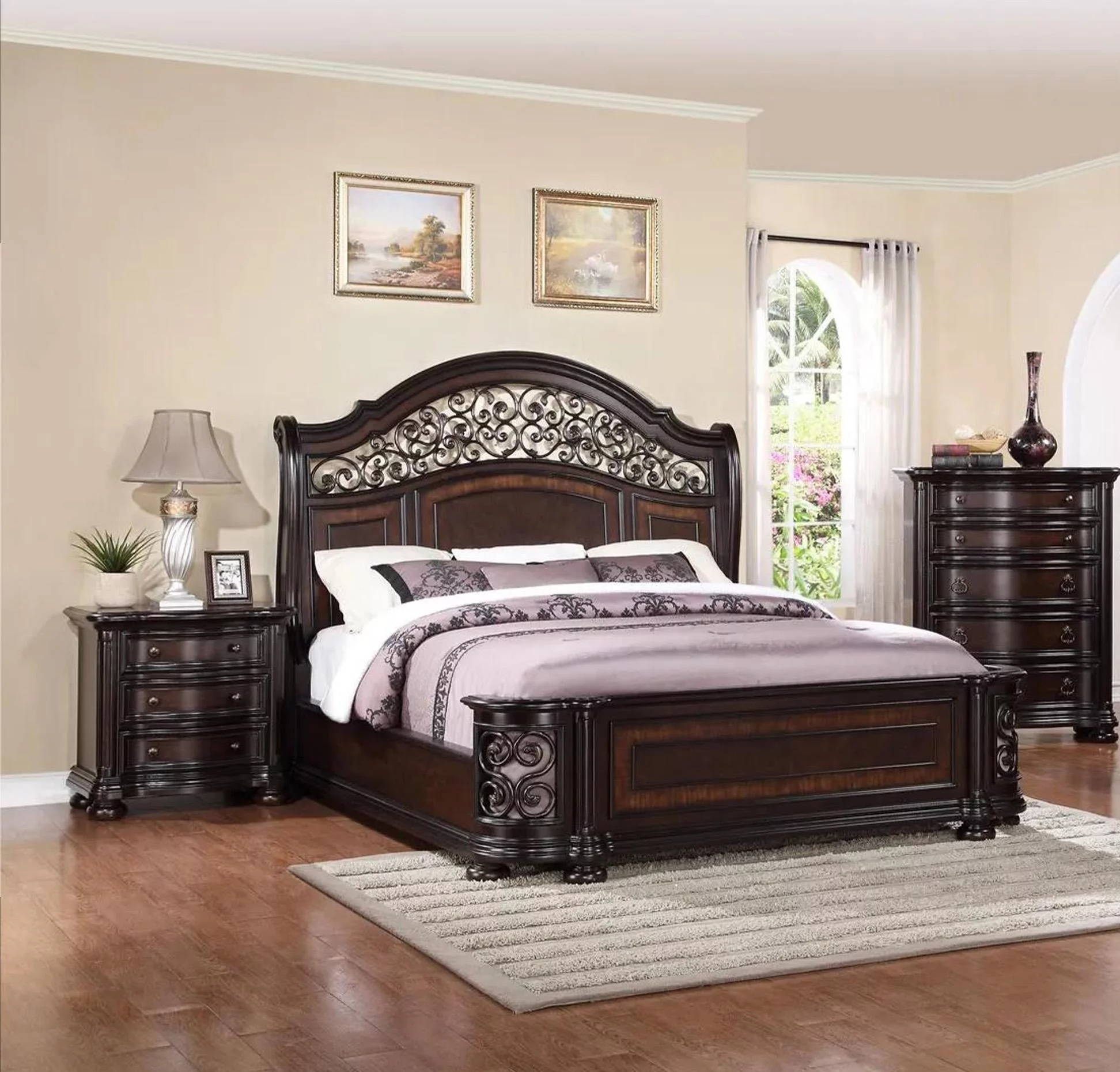Espresso Solid Hardwood Cal King Bedroom 6Pc B366 ALLISON Mcferran Traditional
