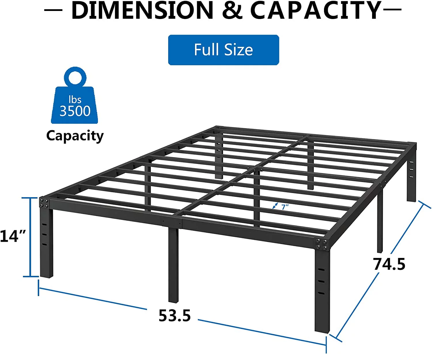 Popular Artimorany Twin-XL Bed-Frame 18 Inch Heavy Duty Metal-Platform 2500lbs Steel Slats Support No Box Spring Needed Noise Free Black