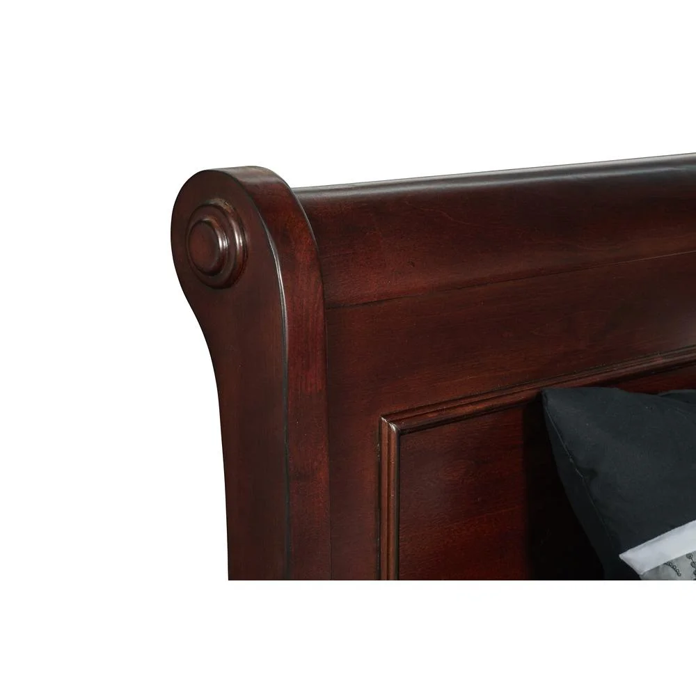 New Classic Furniture Versailles Wood Queen Bed in Bordeaux Cherry