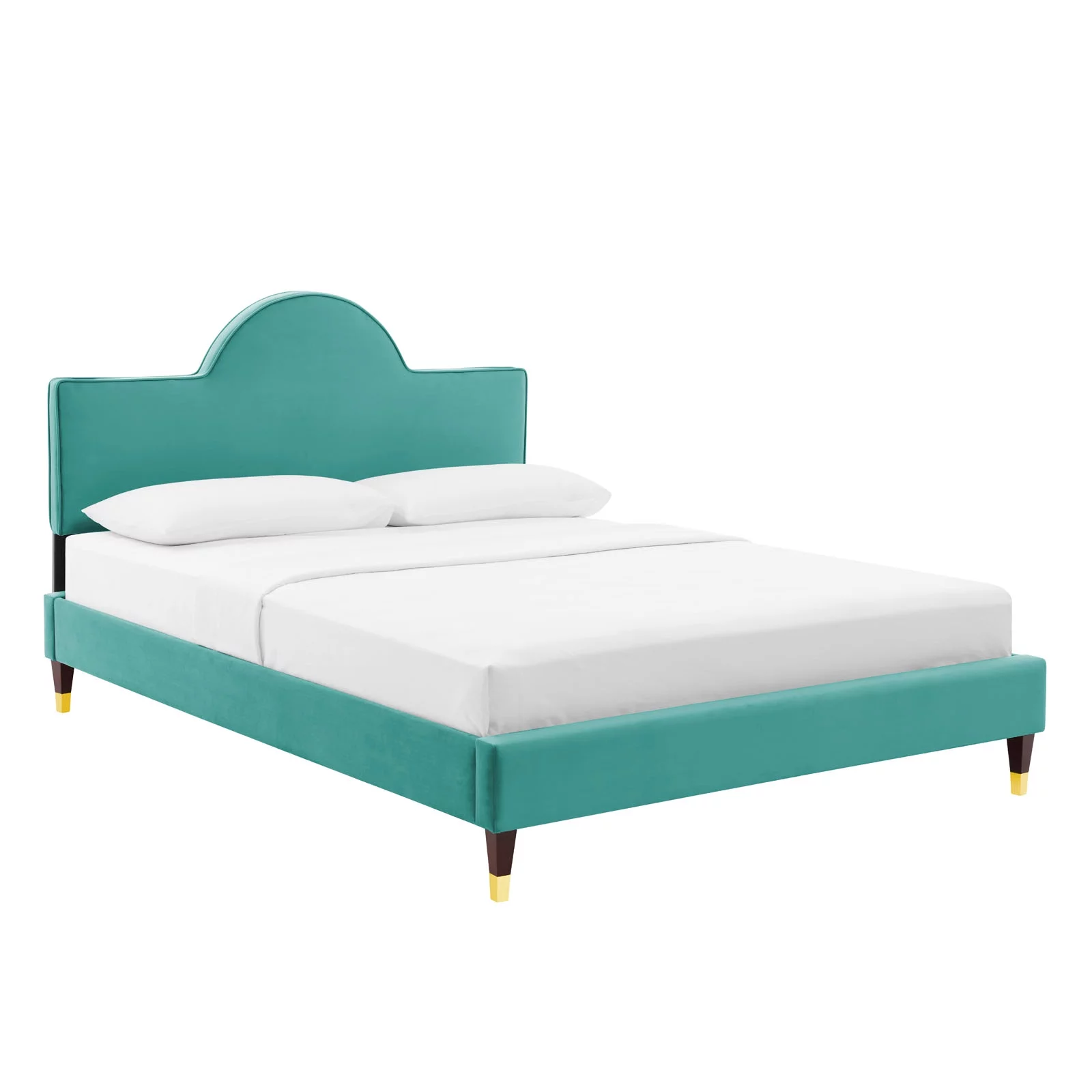 Modway Aurora Performance Velvet Twin Bed in Teal