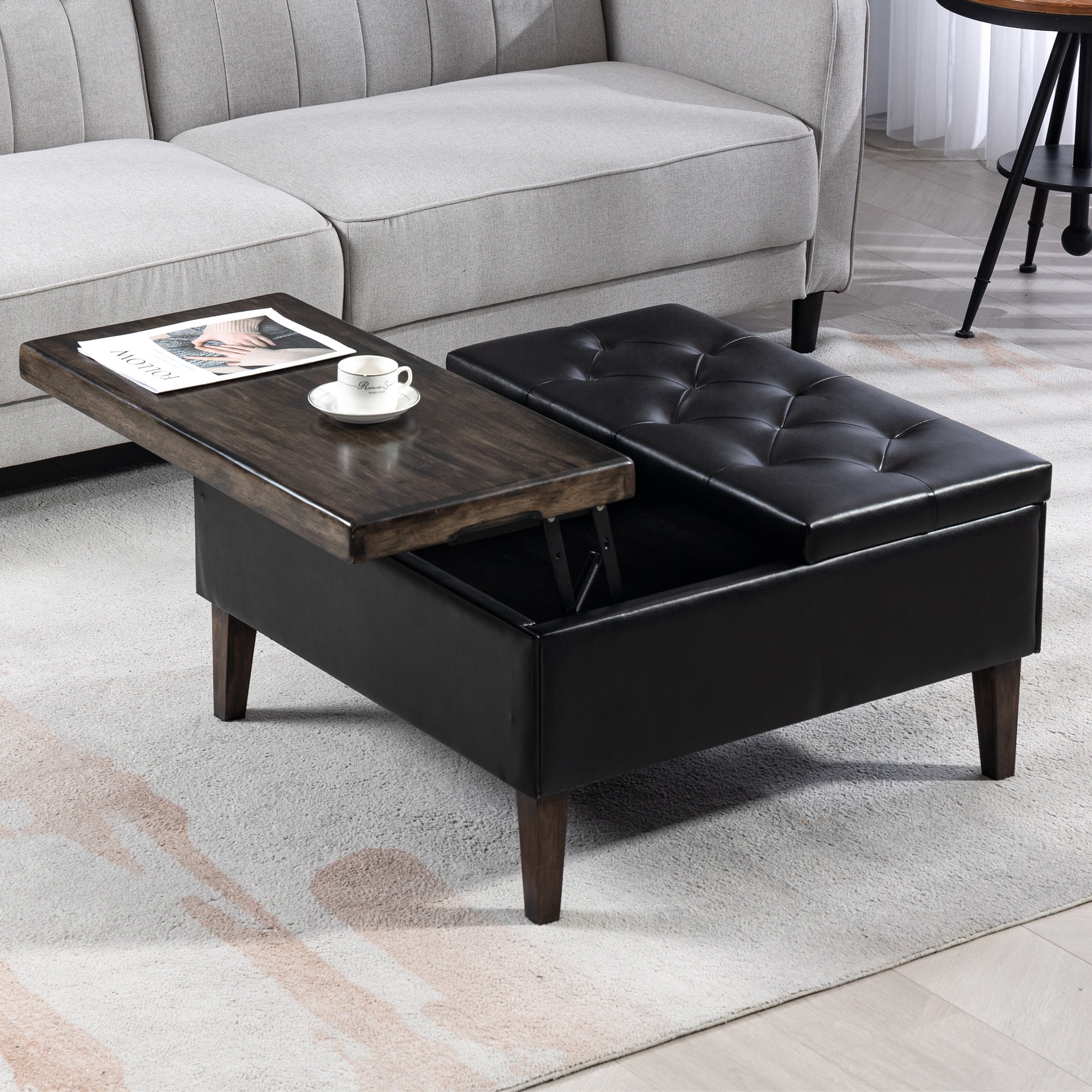 SERWALL Square Storage Ottoman, 31.5