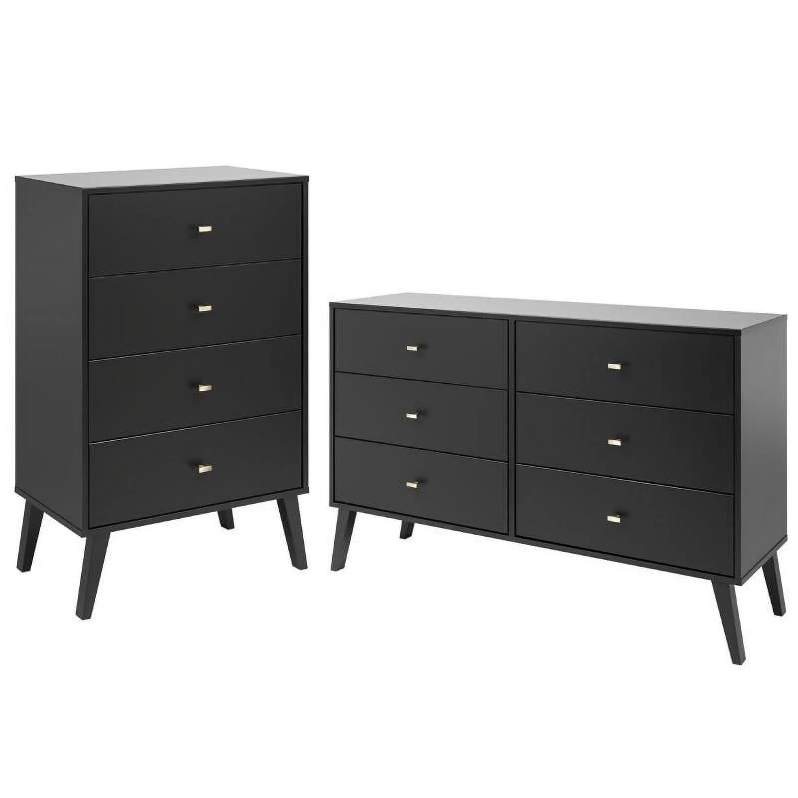 Home Square 2-Piece Set with Modern 4-Drawer Chest & 6-Drawer Double Dresser