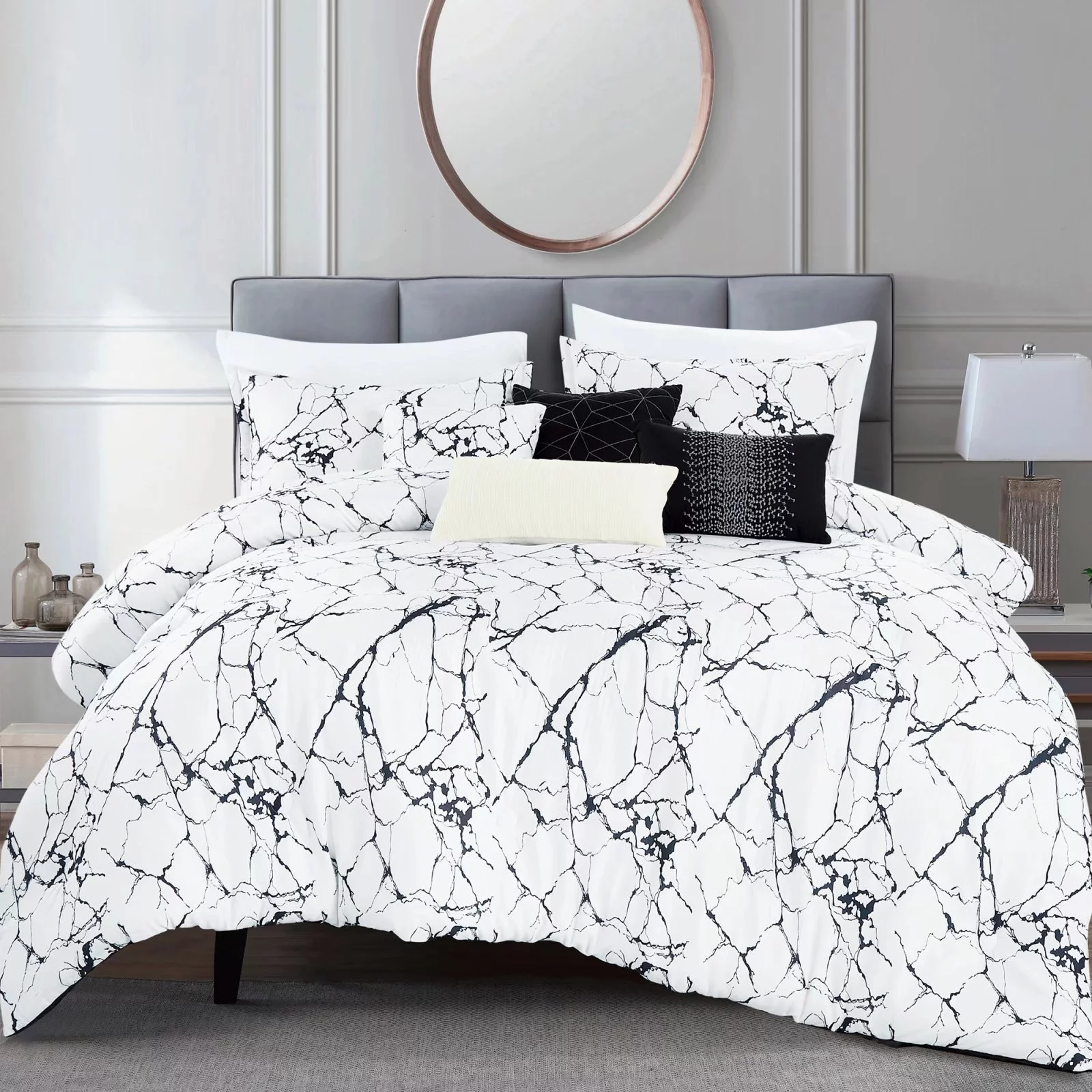 HGMart Bedding Comforter Set Bed In A Bag - 7 Piece Luxury microfiber Bedding Sets - Oversized Bedroom Comforters,Queen
