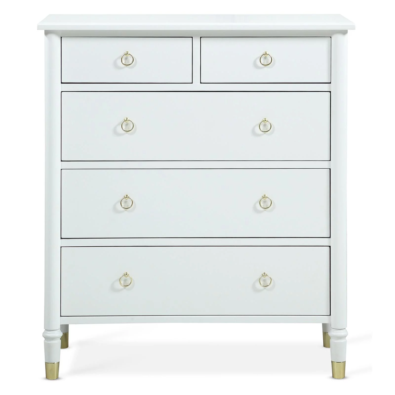 Comfort Pointe Jillian White Wood Five-Drawer Modern Style Chest