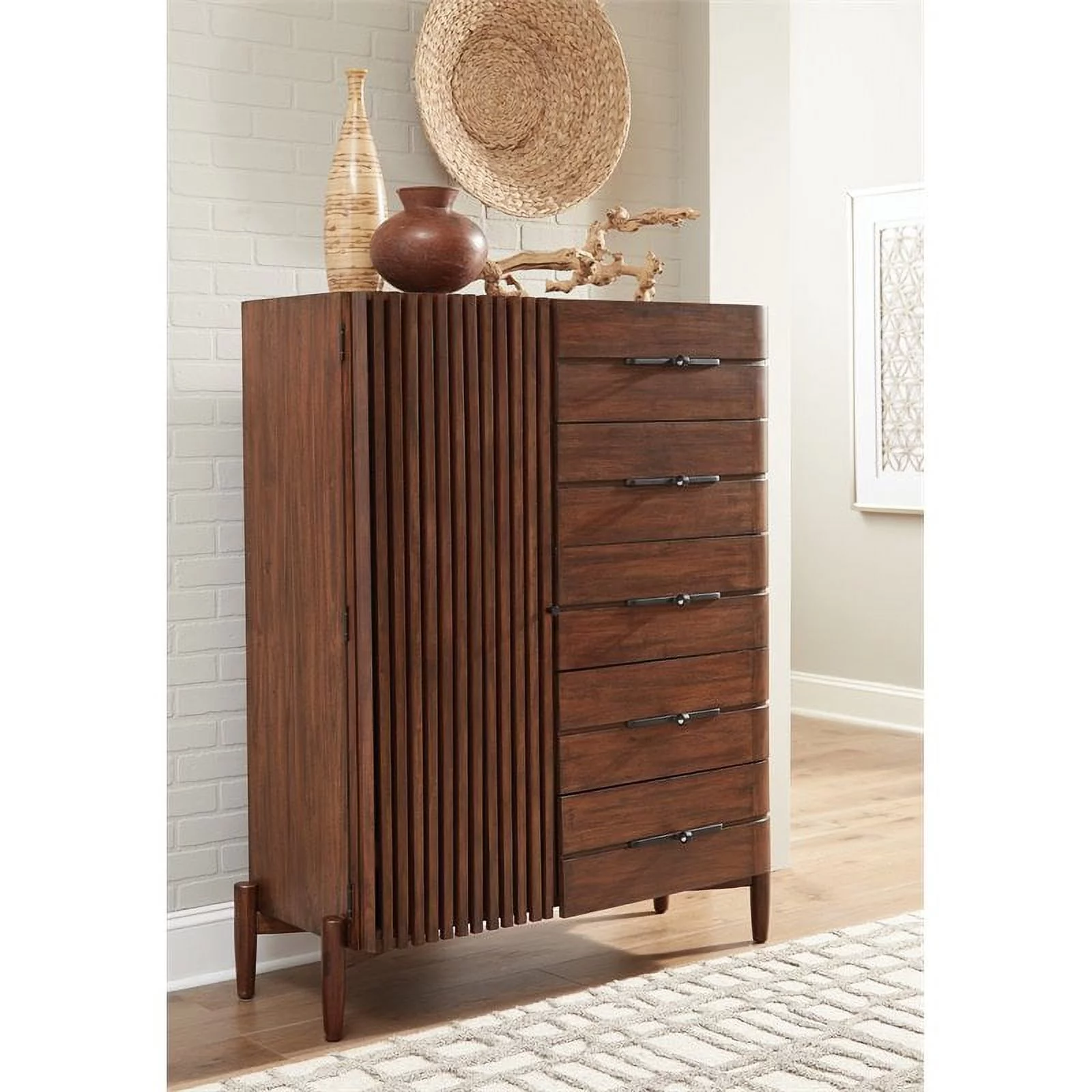 San Mateo 5-Drawer Door Chest Desert Teak