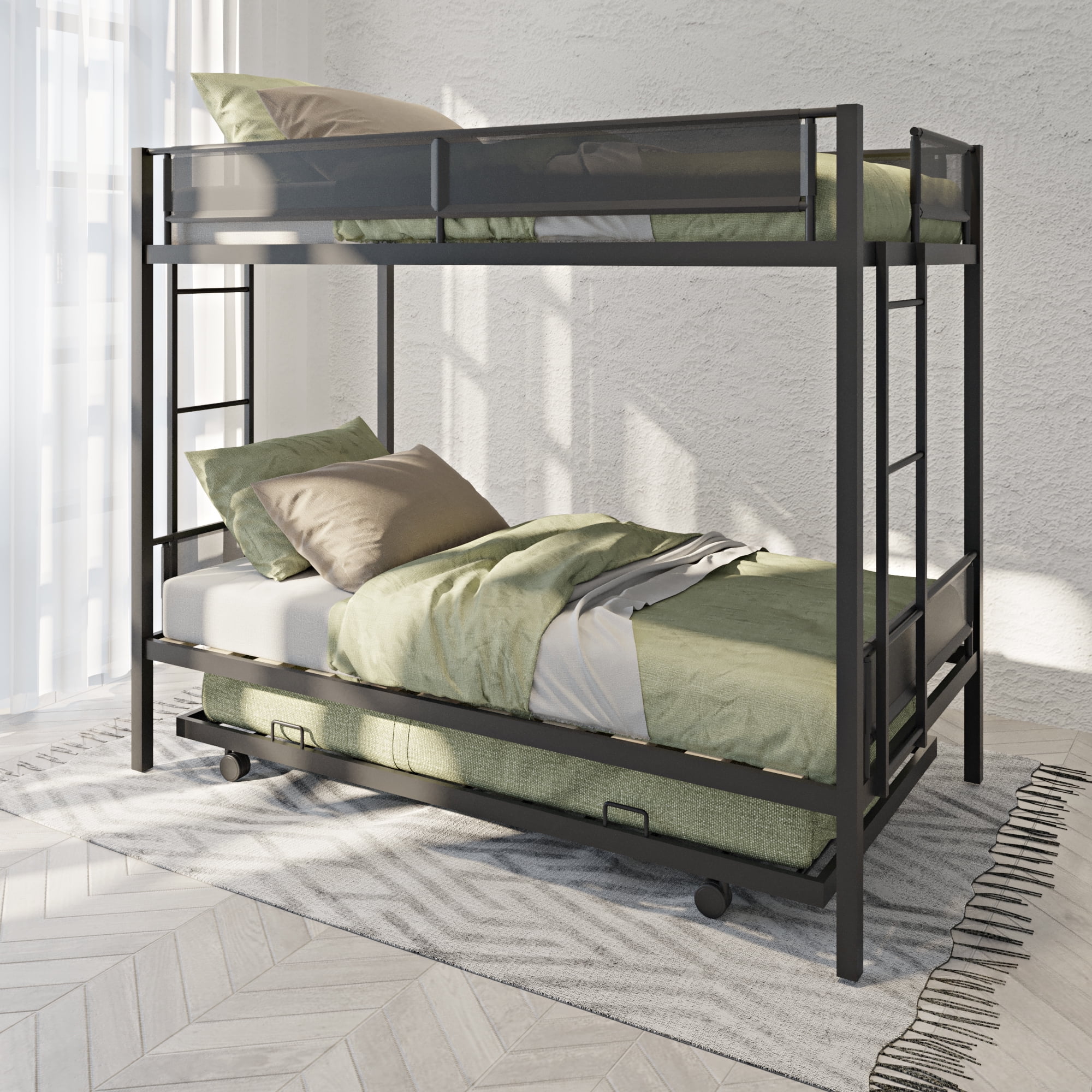 Single Bunk Bed with Casters 77.95
