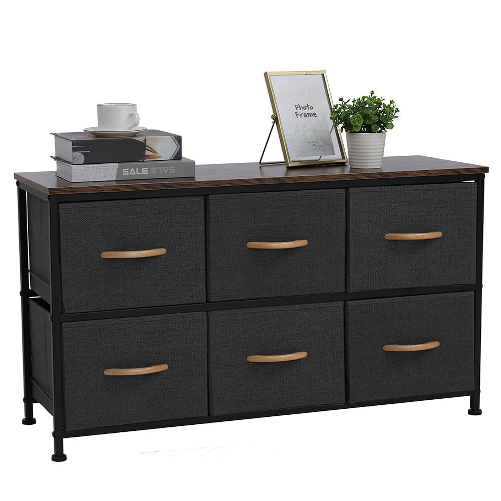 SamyoHome 2-Tier 6-Drawer Fabric Dresser Tower Storage Organizer Unit for Closets, Dorm Room, Living Room