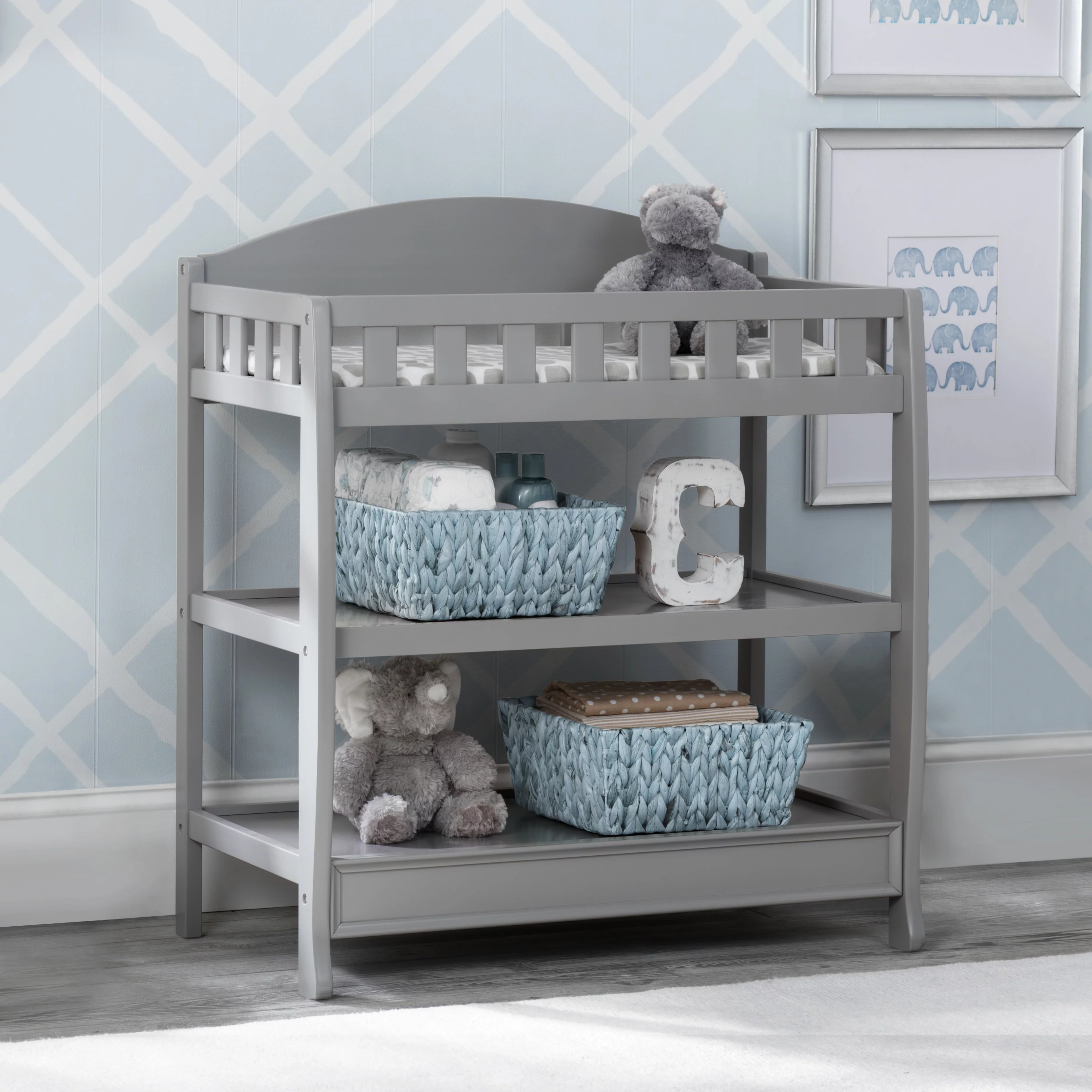 Delta Children Wilmington Changing Table with Pad, Grey