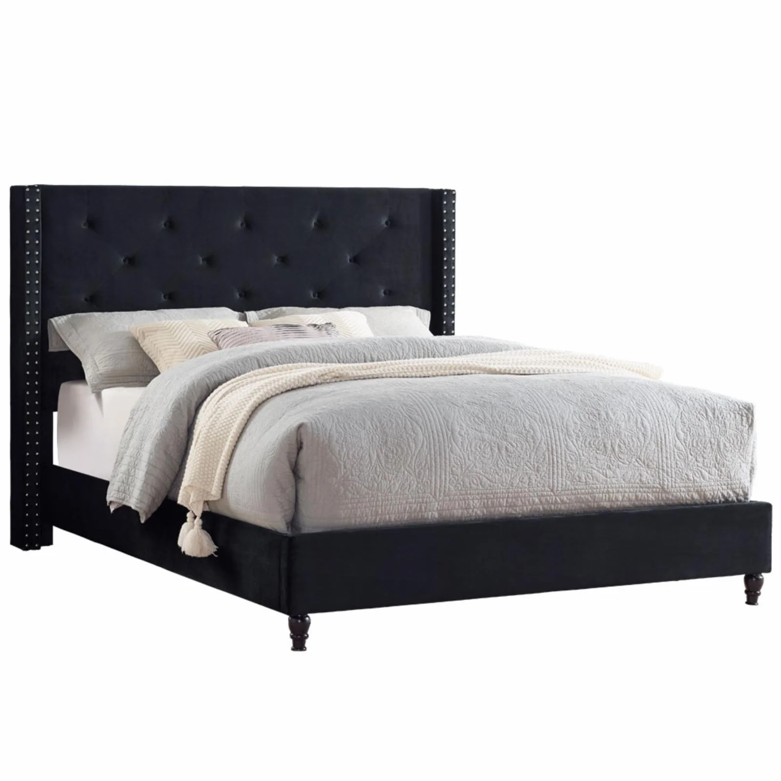 Best Master Furniture Vero Tufted Wingback Platform Bed