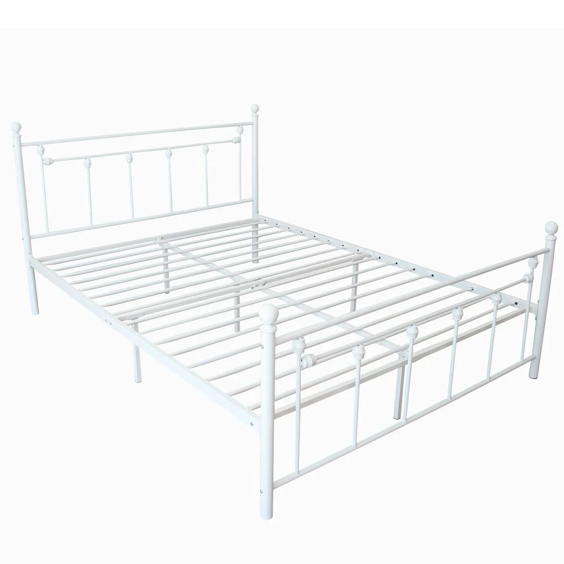 Full Size Metal Bed Frame with Headboard and Footboard White