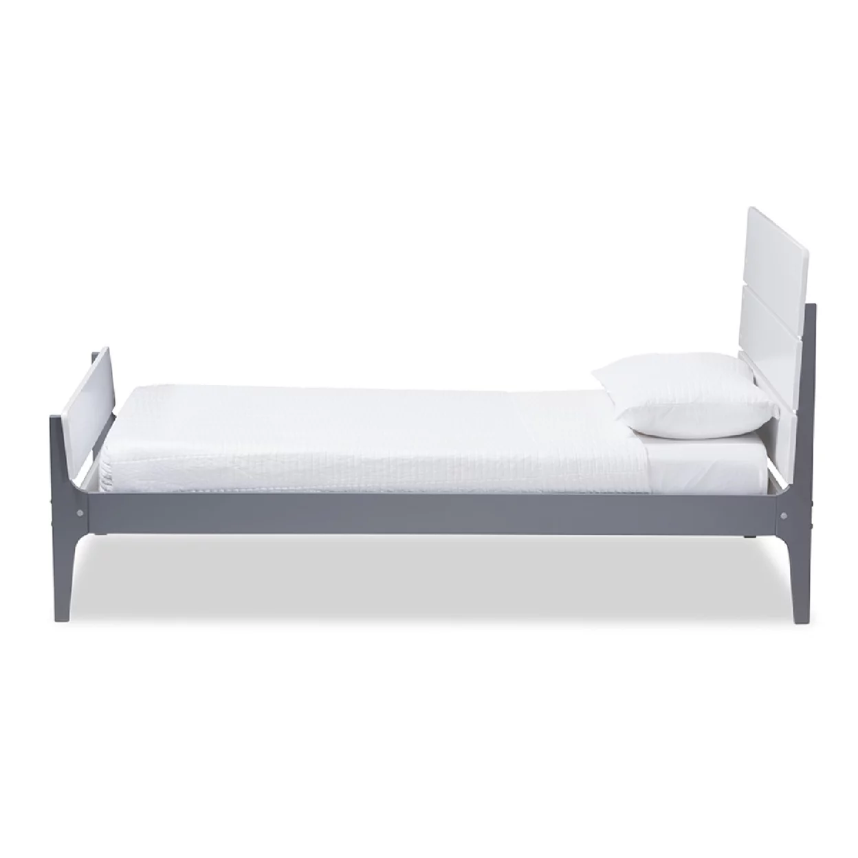 Baxton Studio Nereida Modern Classic Mission Style Grey-Finished Wood Twin Platform Bed