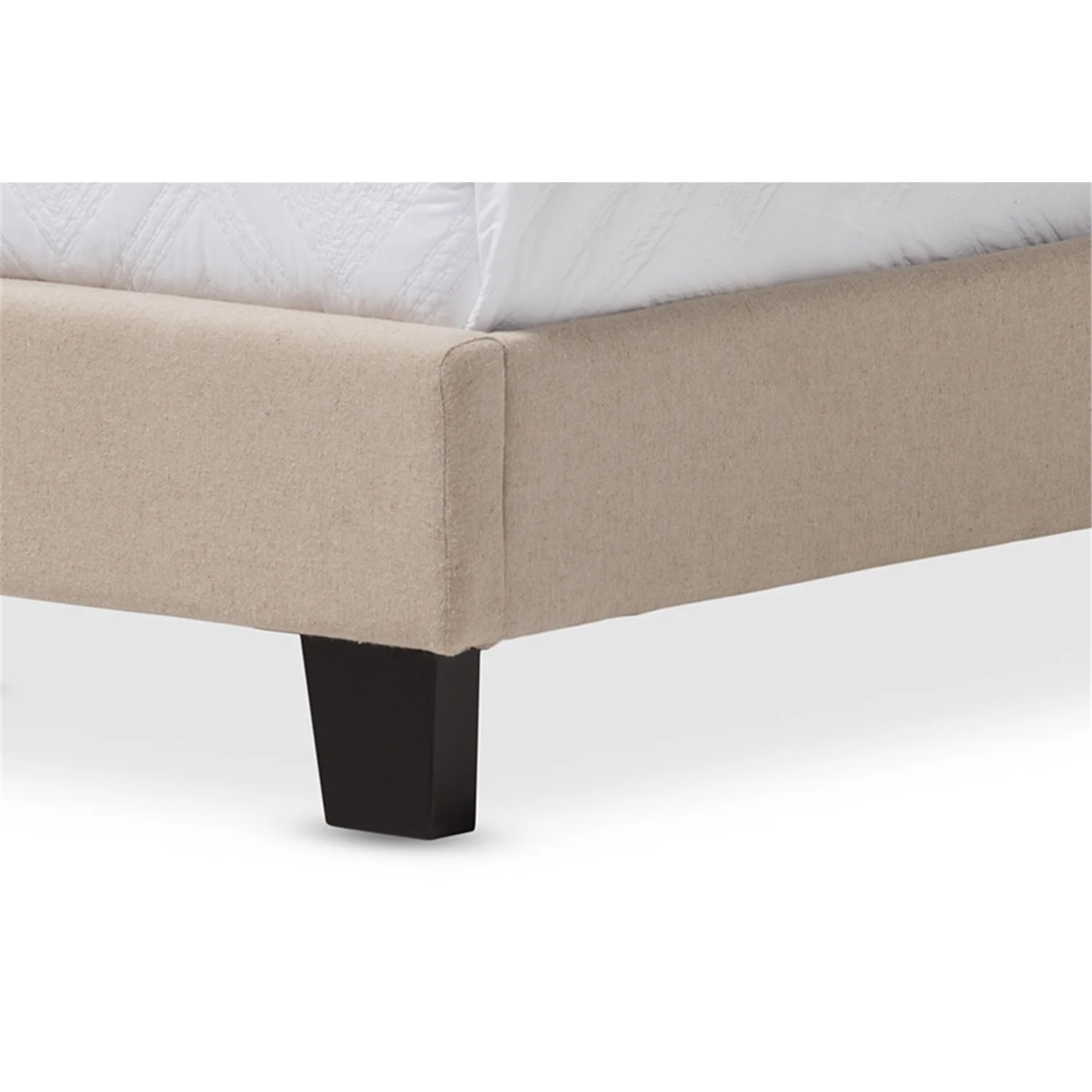 Baxton Studio Benjamin Modern and Contemporary Upholstered Twin-Size Arched-Platform Bed with Nail Heads and Beige Linen
