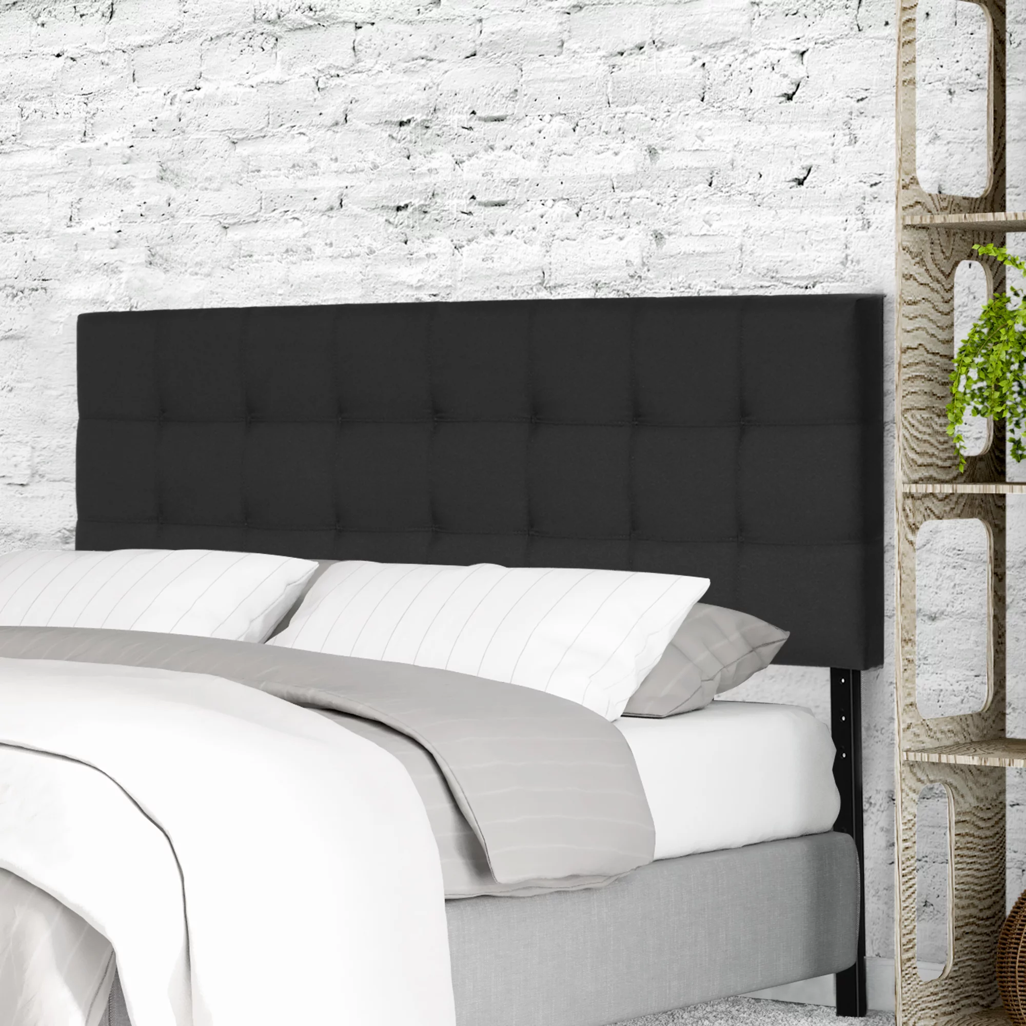 Furinno Roanne Tufted Headboard, Black, Full