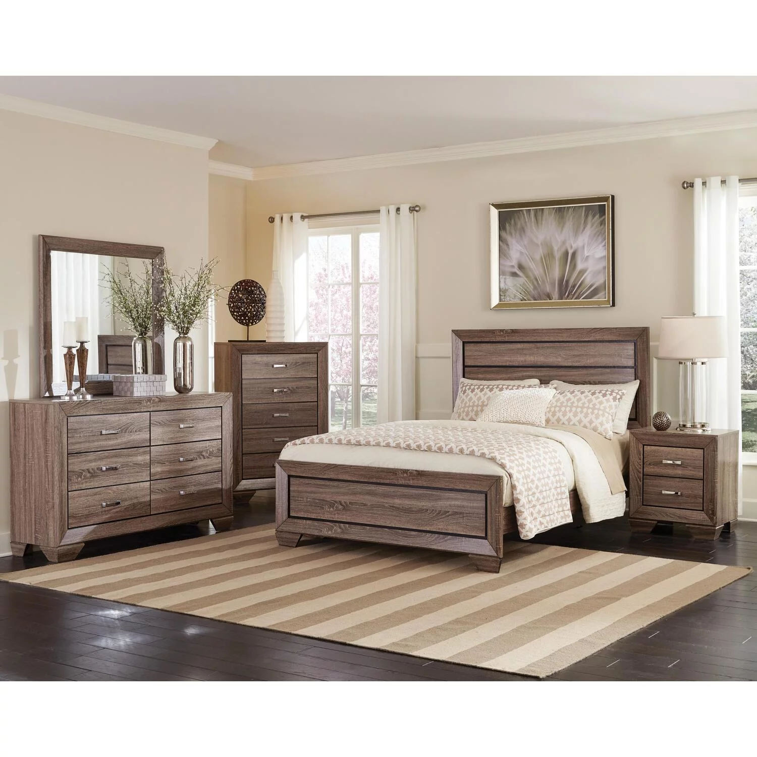 Kauffman California King Panel Bed Washed Taupe
