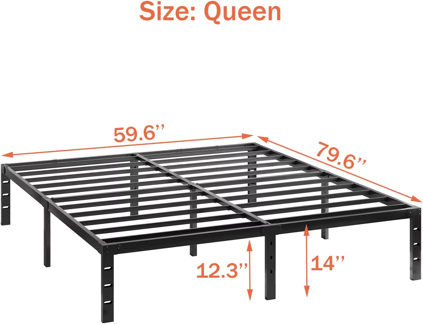 Popular zunatu 14-Inch Metal Bed Frame Platform Heavy Duty Sturdy Foundation with Storage Space Squeak Resistant Easy Assembly NO Box Spring Needed Queen