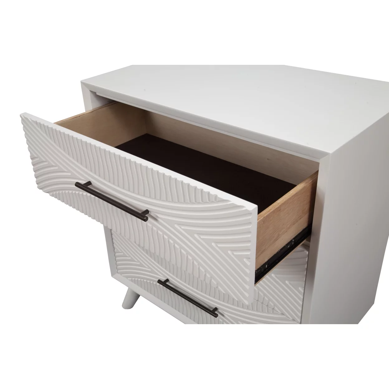 Three Drawers Mahogany Wood Small Chest with Splayed Legs White- Saltoro Sherpi
