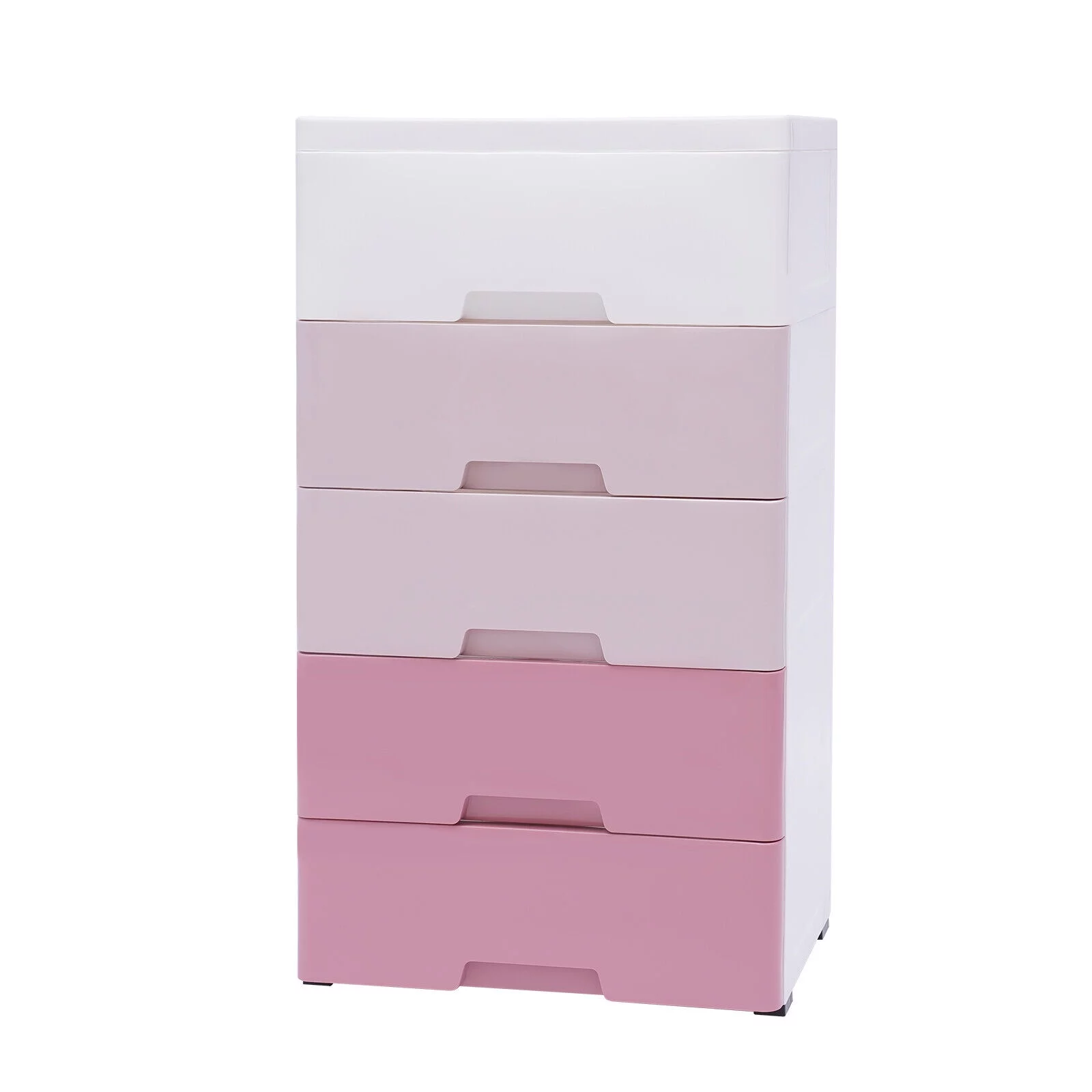 Oukaning 5-Layer Plastic Storage Drawers for Bedroom Clothes Storage Tower Clothes Organizer Cabinet Pink