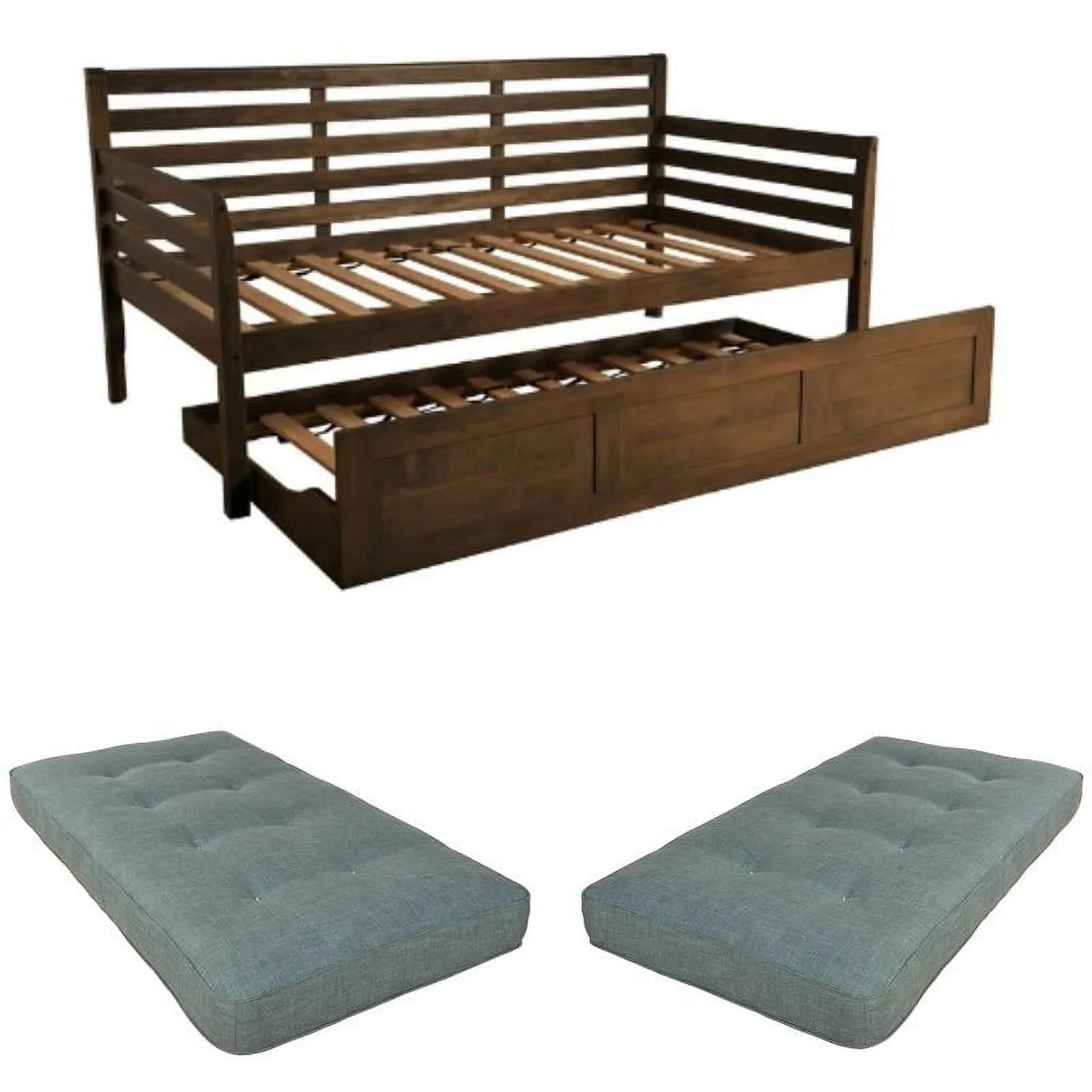 Home Square 3-Piece Set with 2 Daybed Mattresses & Daybed in Walnut